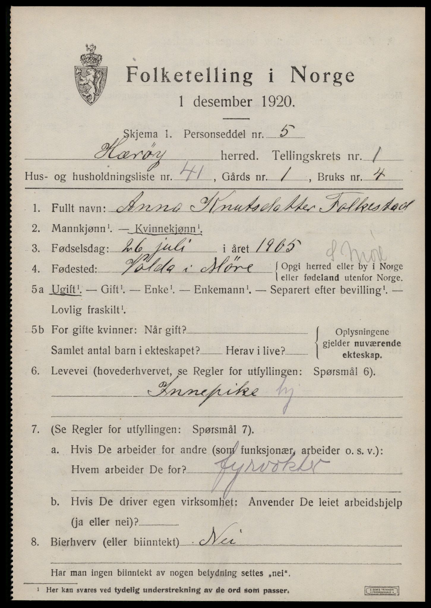 SAT, 1920 census for Herøy (MR), 1920, p. 1981