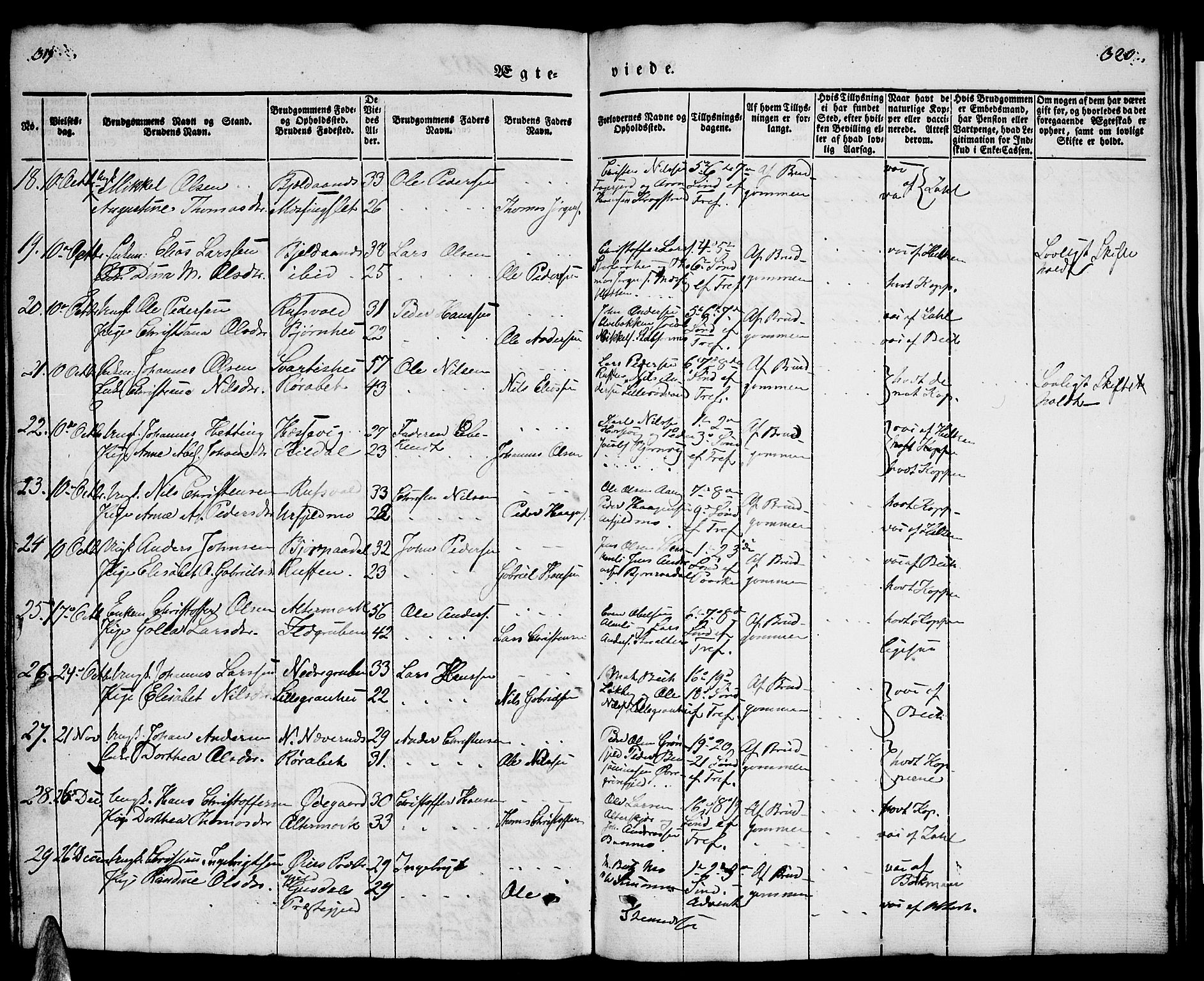 Ministerialprotokoller, klokkerbøker og fødselsregistre - Nordland, SAT/A-1459/827/L0413: Parish register (copy) no. 827C02, 1842-1852, p. 319-320