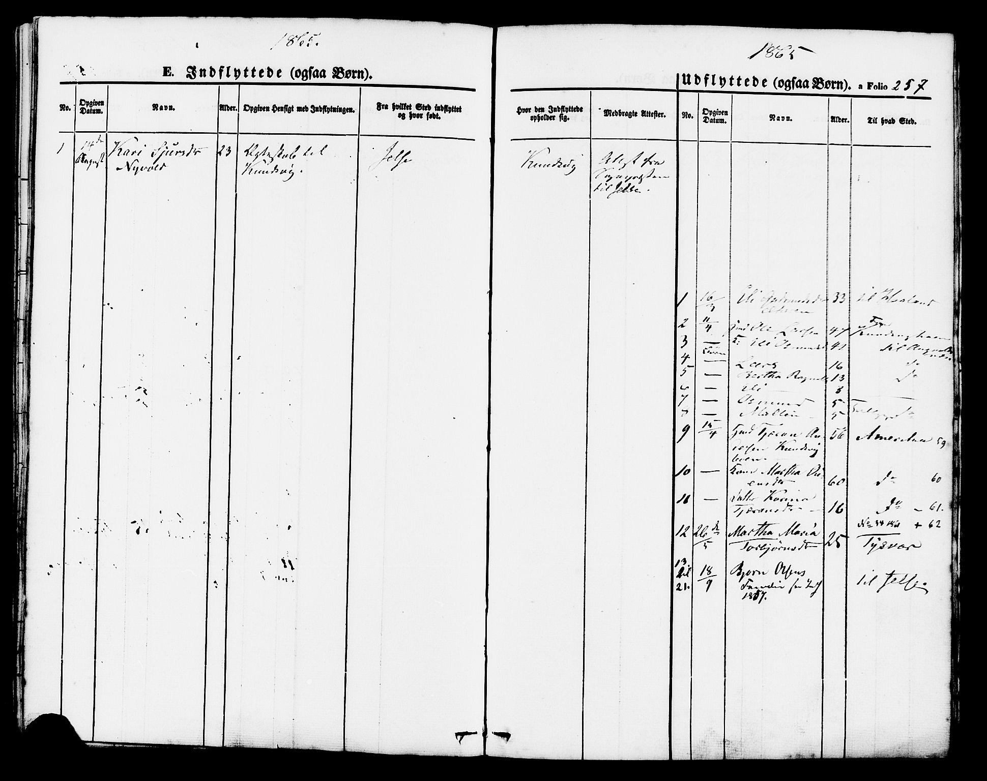 Hjelmeland sokneprestkontor, SAST/A-101843/01/IV/L0011: Parish register (official) no. A 11, 1861-1878, p. 257