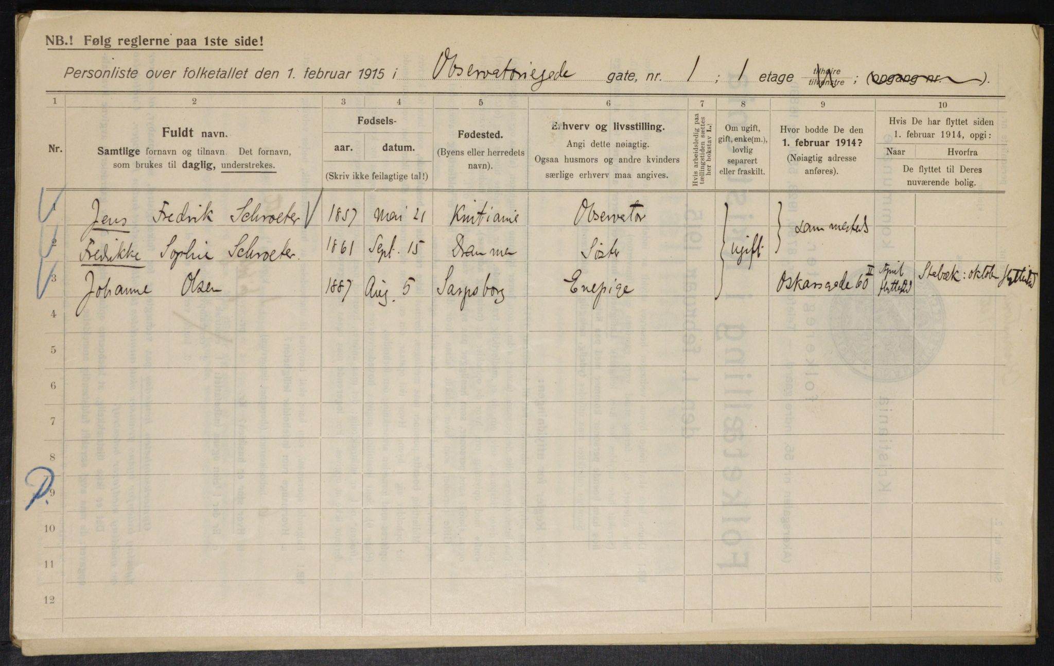 OBA, Municipal Census 1915 for Kristiania, 1915, p. 73540