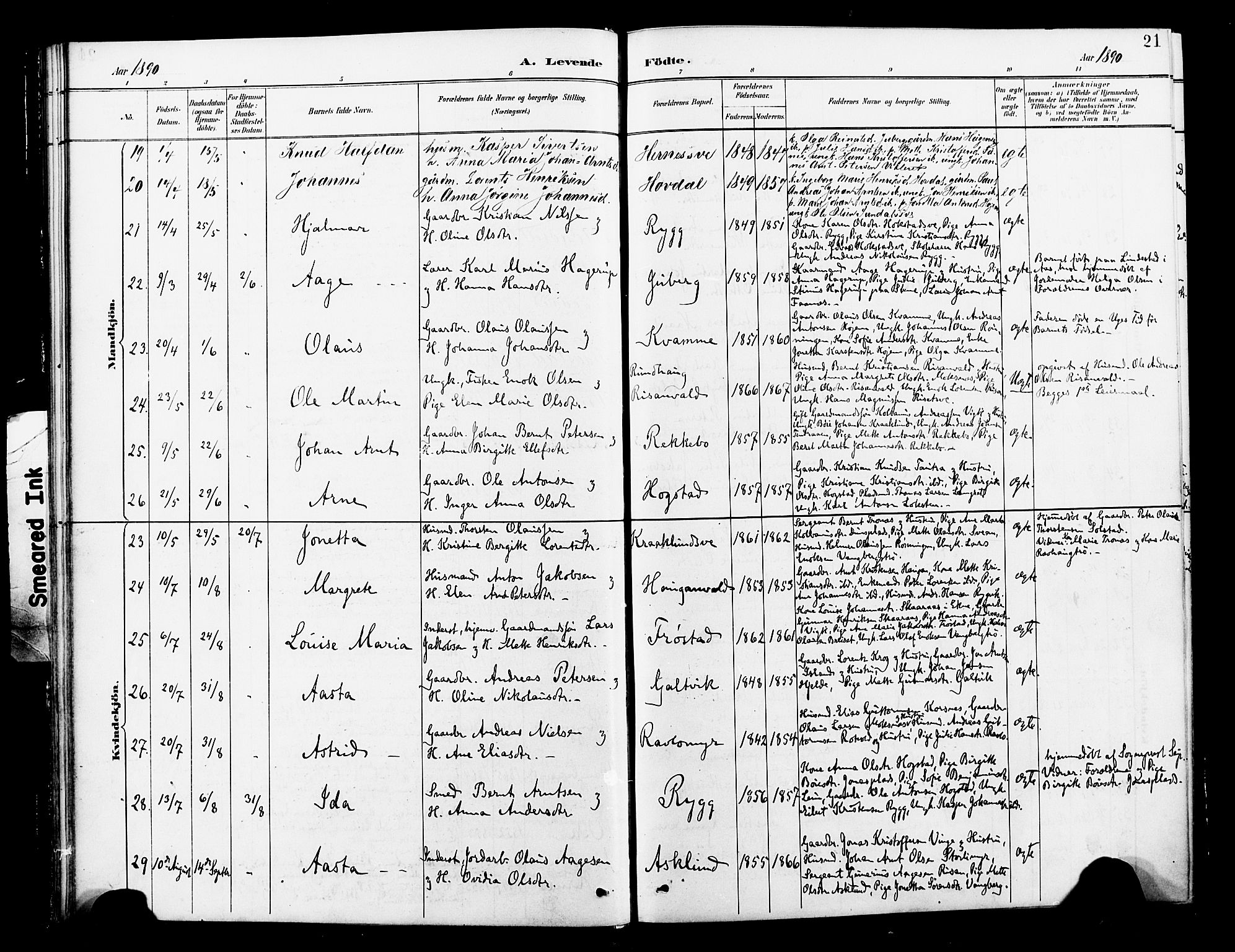 Ministerialprotokoller, klokkerbøker og fødselsregistre - Nord-Trøndelag, AV/SAT-A-1458/713/L0121: Parish register (official) no. 713A10, 1888-1898, p. 21