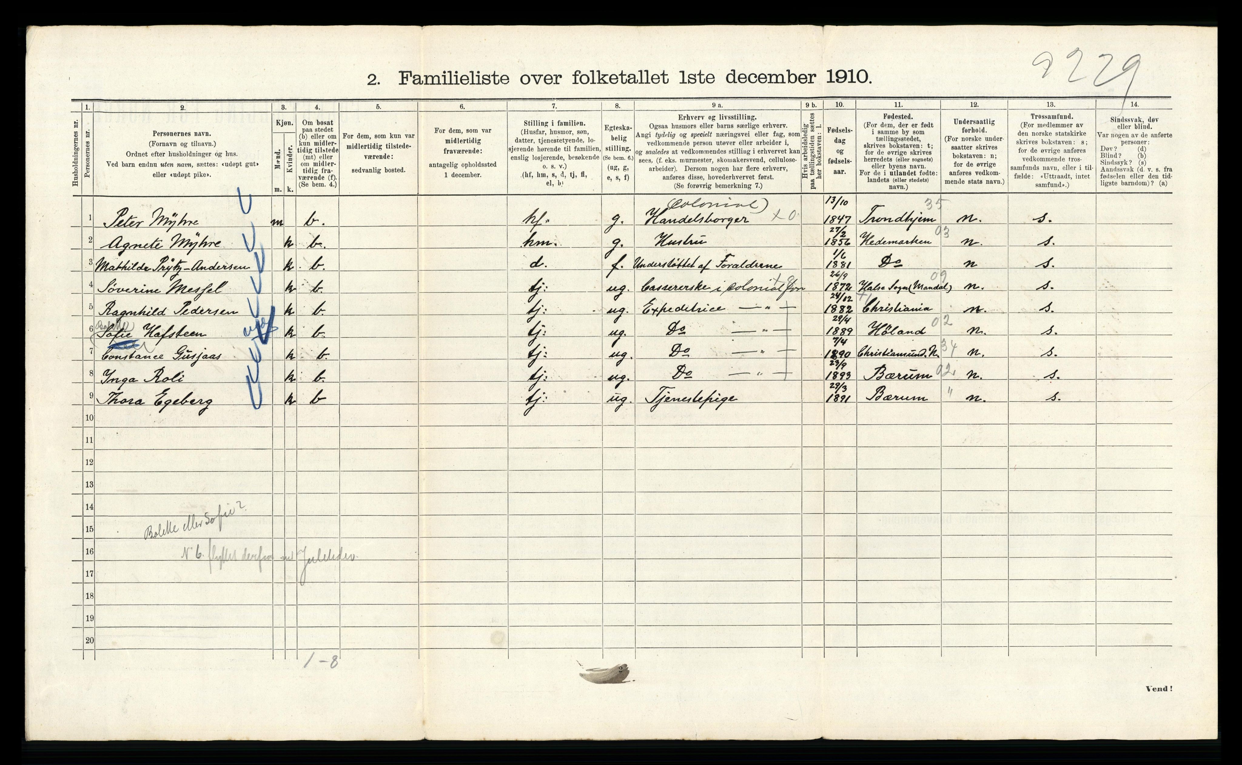 RA, 1910 census for Kristiania, 1910, p. 97884