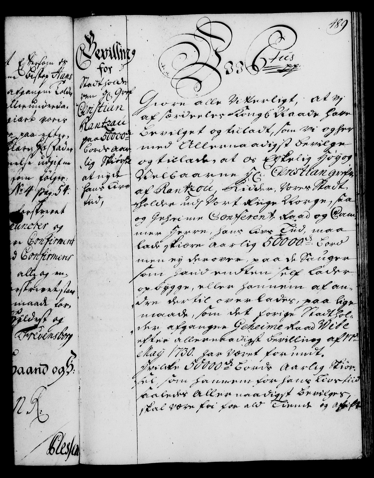 Rentekammeret, Kammerkanselliet, RA/EA-3111/G/Gg/Gga/L0003: Norsk ekspedisjonsprotokoll med register (merket RK 53.3), 1727-1734, p. 489