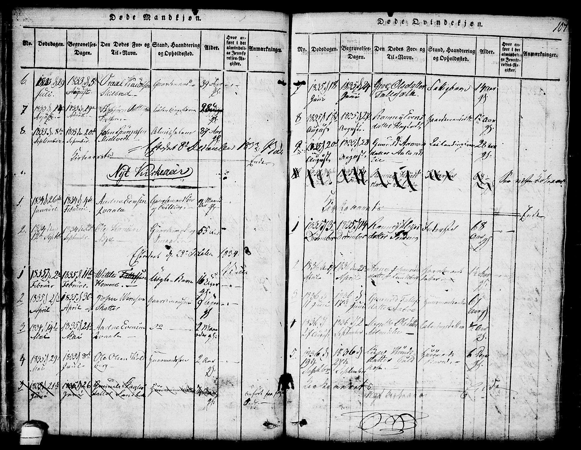 Lårdal kirkebøker, SAKO/A-284/G/Ga/L0001: Parish register (copy) no. I 1, 1815-1861, p. 107