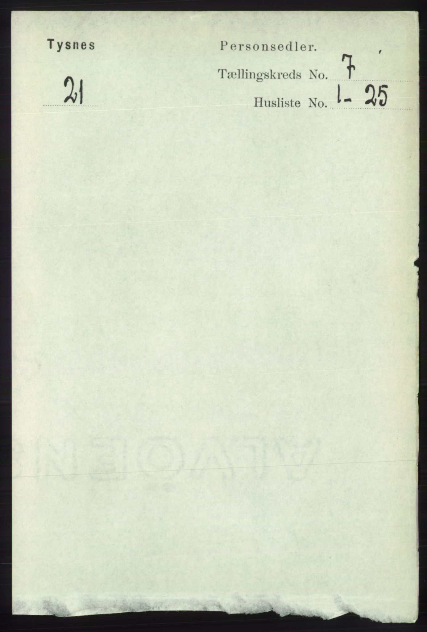 RA, 1891 census for 1223 Tysnes, 1891, p. 2877