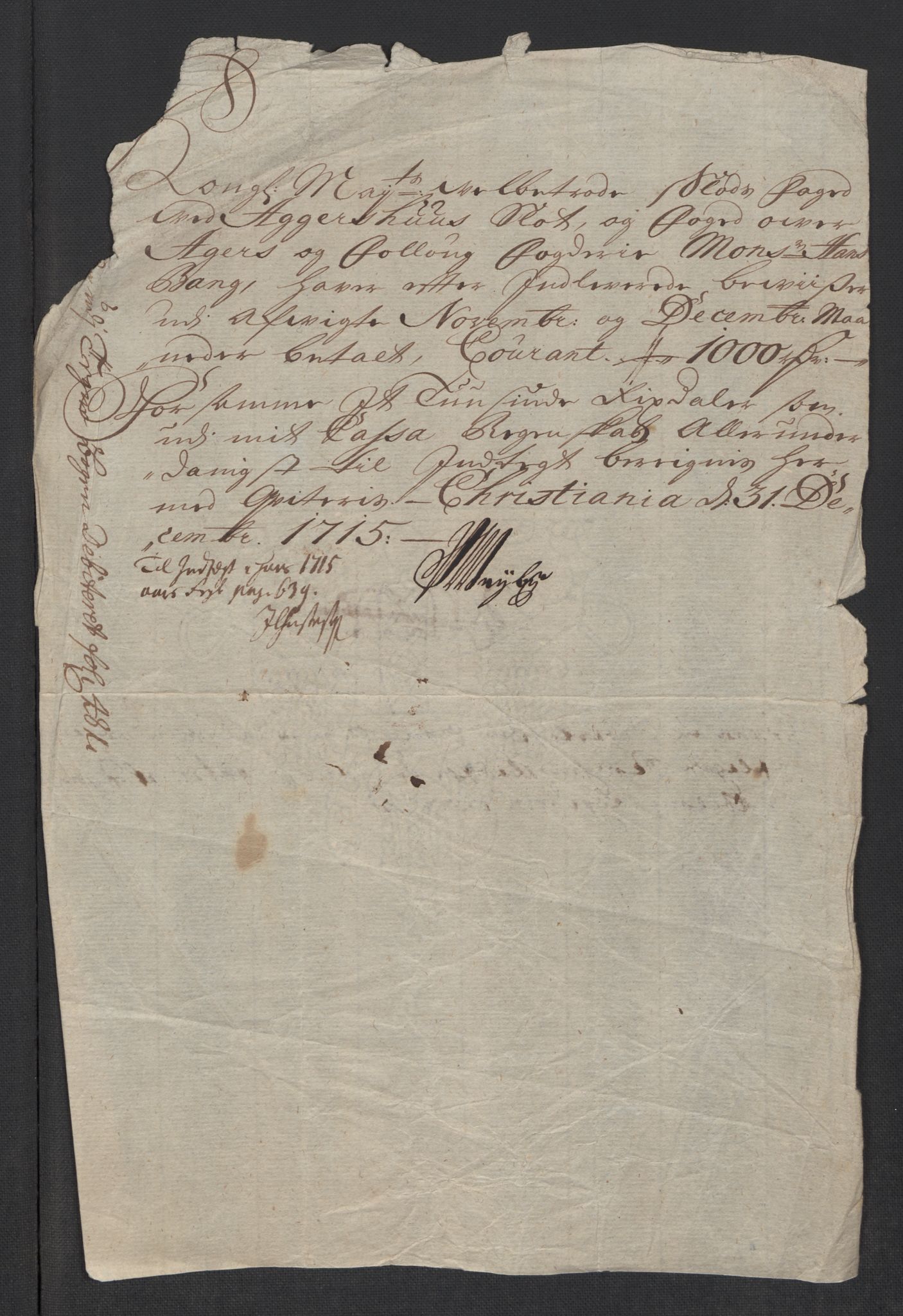 Rentekammeret inntil 1814, Reviderte regnskaper, Fogderegnskap, AV/RA-EA-4092/R10/L0453: Fogderegnskap Aker og Follo, 1715, p. 291