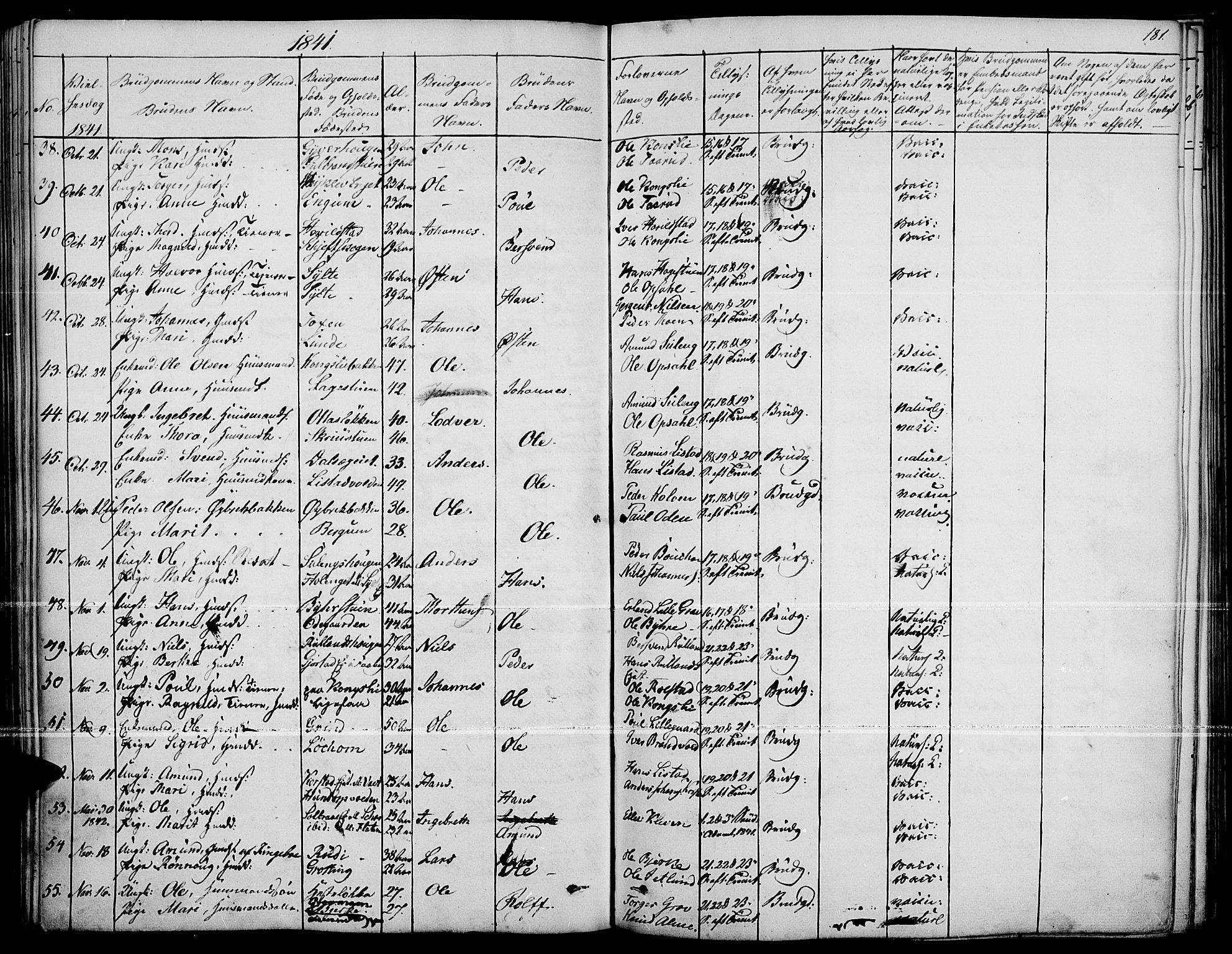 Fron prestekontor, SAH/PREST-078/H/Ha/Haa/L0004: Parish register (official) no. 4, 1839-1848, p. 181