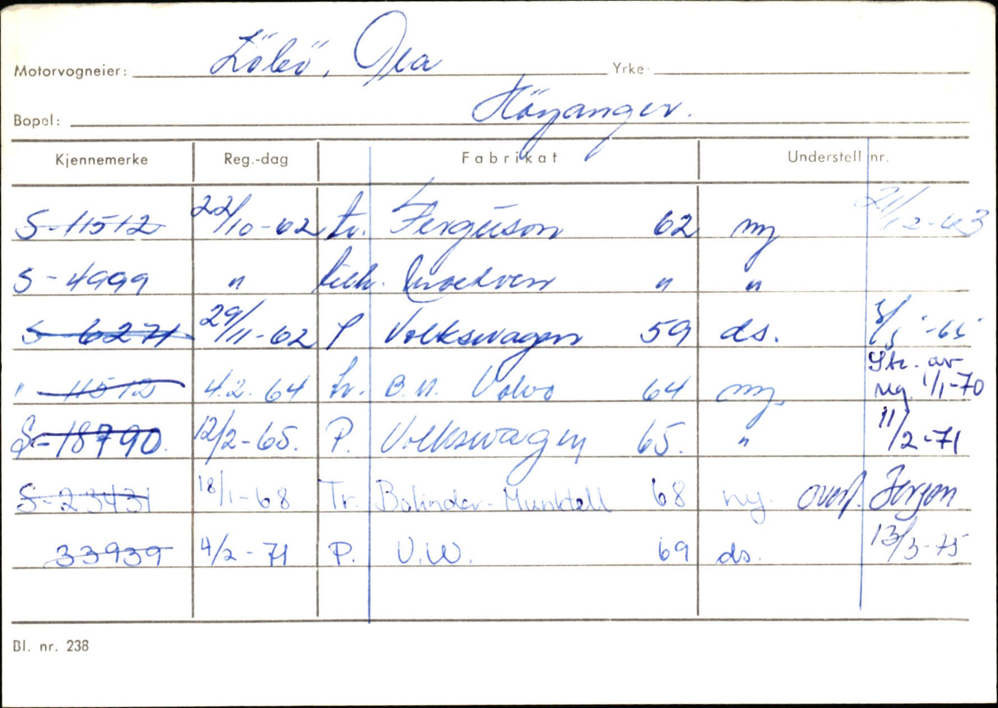 Statens vegvesen, Sogn og Fjordane vegkontor, AV/SAB-A-5301/4/F/L0130: Eigarregister Eid T-Å. Høyanger A-O, 1945-1975, p. 2040