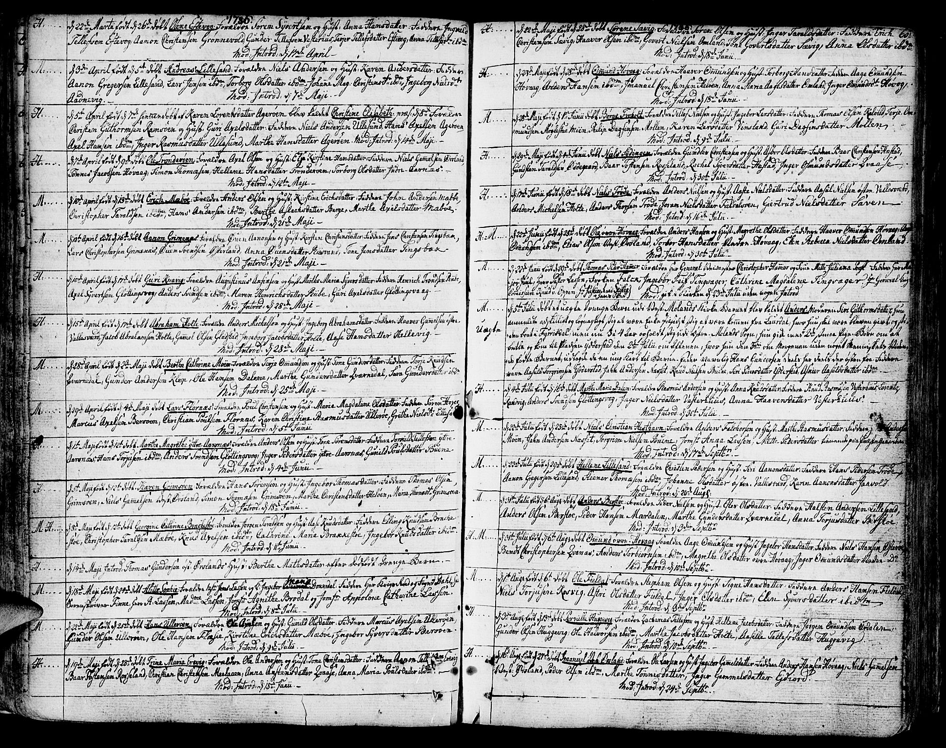 Vestre Moland sokneprestkontor, SAK/1111-0046/F/Fa/Fab/L0002: Parish register (official) no. A 2, 1760-1816, p. 60