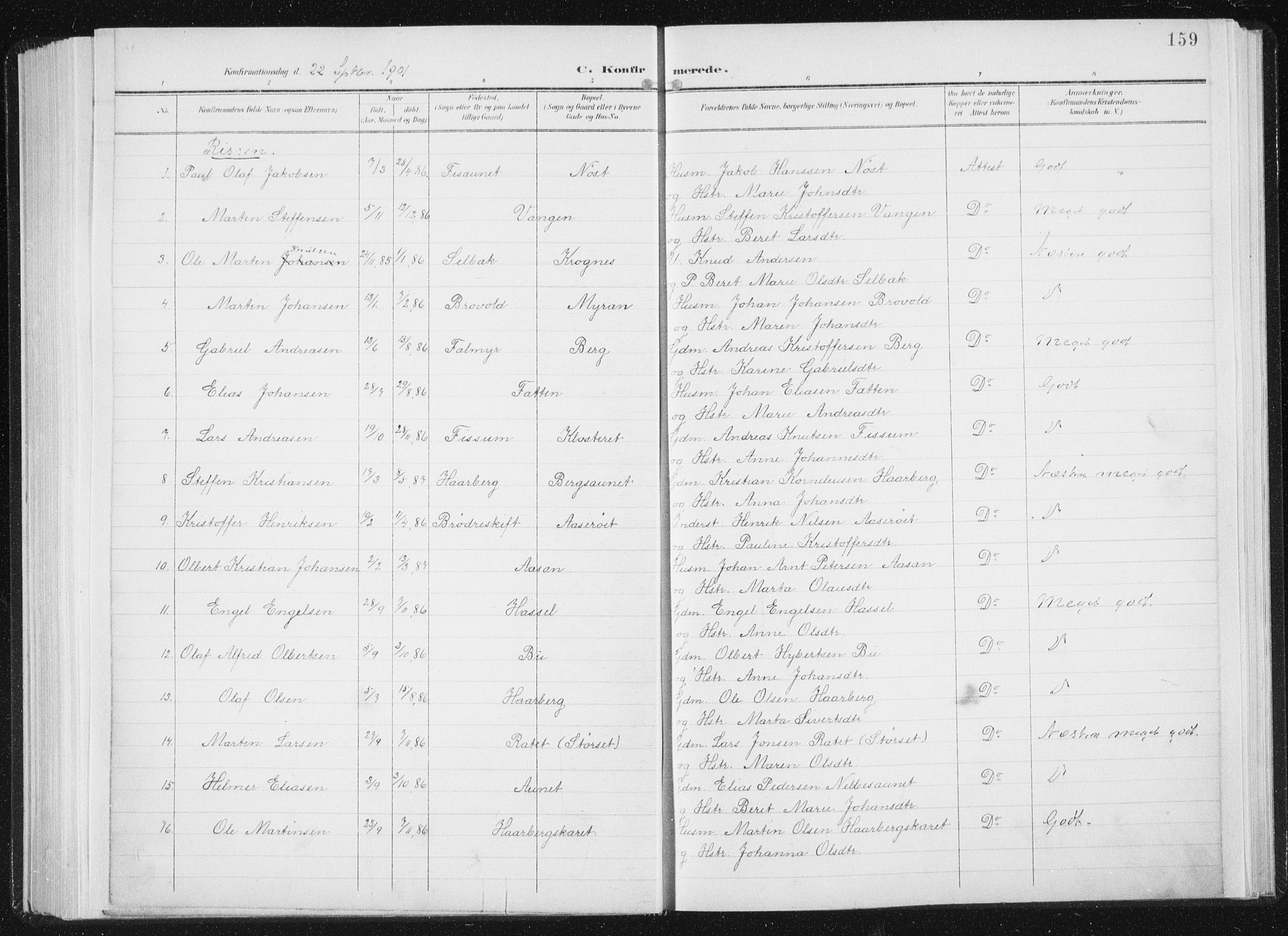 Ministerialprotokoller, klokkerbøker og fødselsregistre - Sør-Trøndelag, SAT/A-1456/647/L0635: Parish register (official) no. 647A02, 1896-1911, p. 159