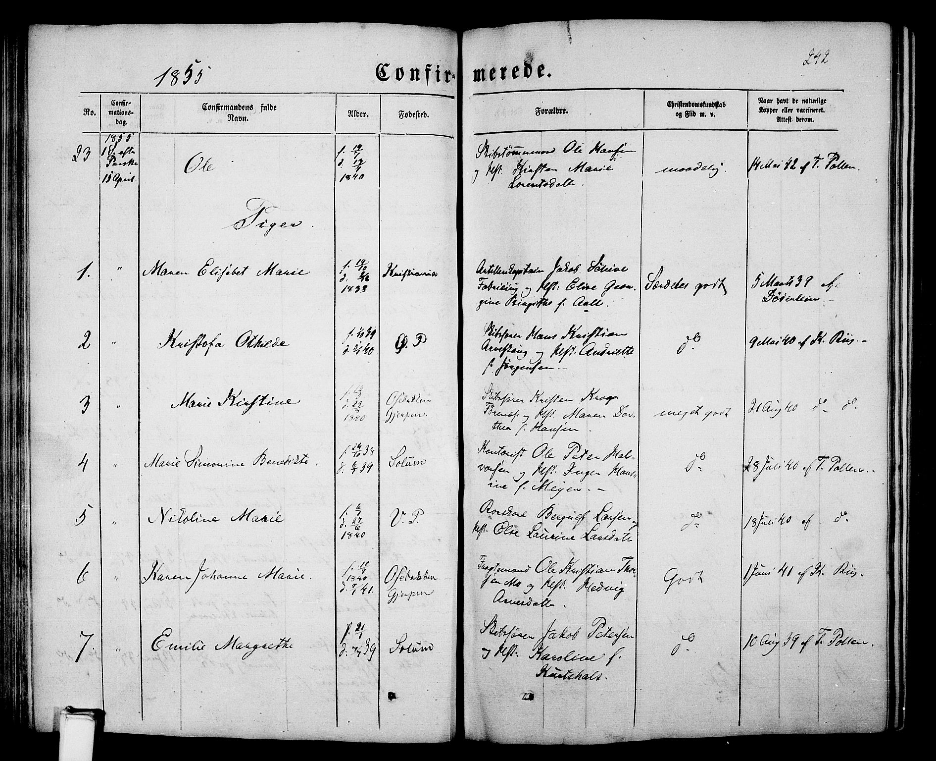 Porsgrunn kirkebøker , SAKO/A-104/G/Gb/L0004: Parish register (copy) no. II 4, 1853-1882, p. 242