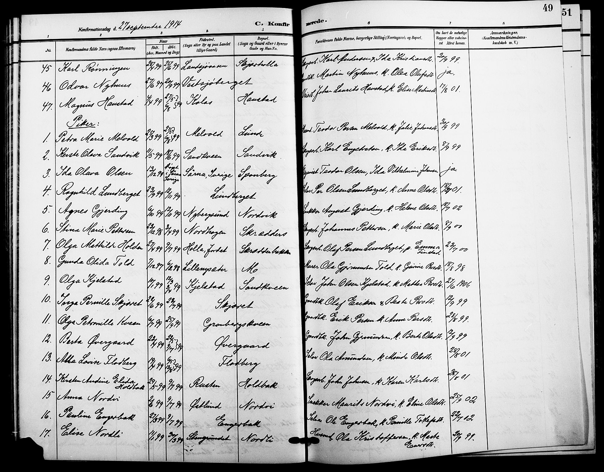 Trysil prestekontor, AV/SAH-PREST-046/H/Ha/Hab/L0009: Parish register (copy) no. 9, 1904-1924, p. 49