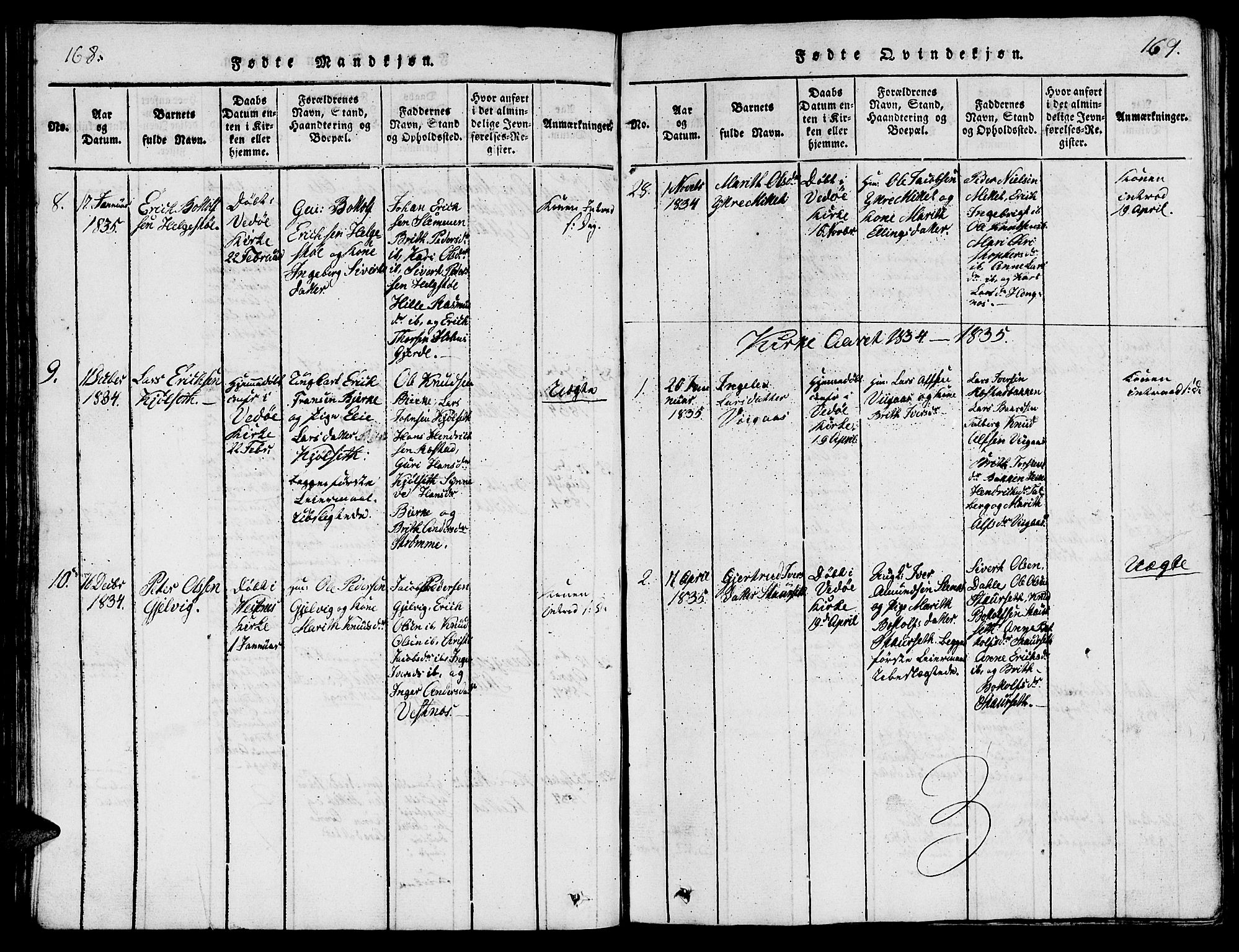 Ministerialprotokoller, klokkerbøker og fødselsregistre - Møre og Romsdal, AV/SAT-A-1454/547/L0610: Parish register (copy) no. 547C01, 1818-1839, p. 168-169