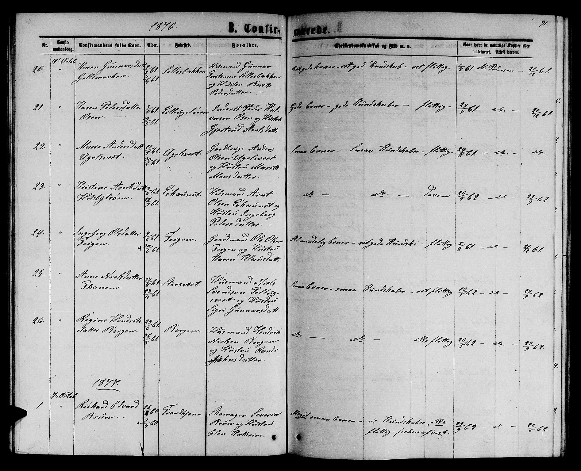 Ministerialprotokoller, klokkerbøker og fødselsregistre - Sør-Trøndelag, SAT/A-1456/618/L0451: Parish register (copy) no. 618C02, 1865-1883, p. 91