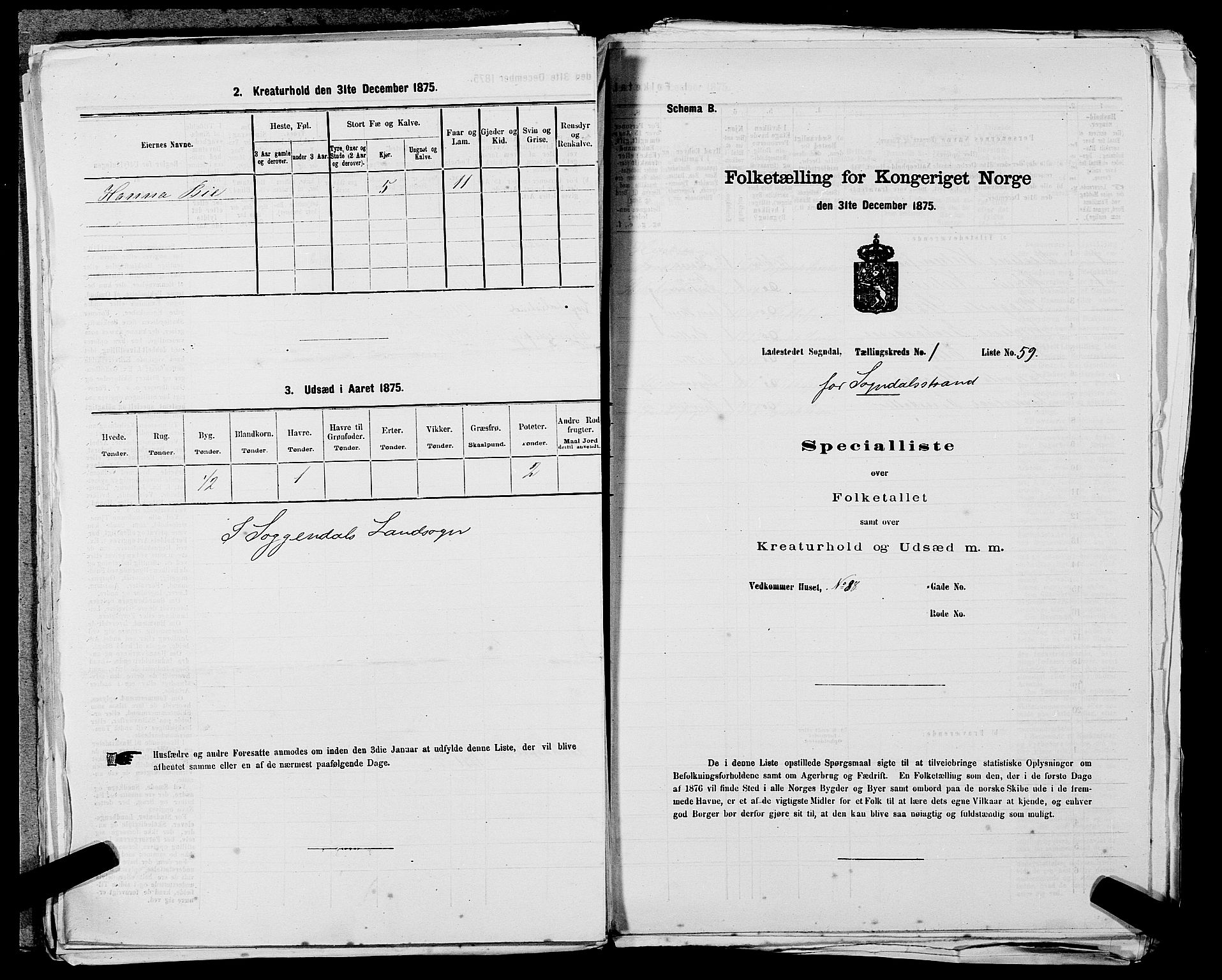 SAST, 1875 census for 1107B Sokndal/Sokndal, 1875, p. 121