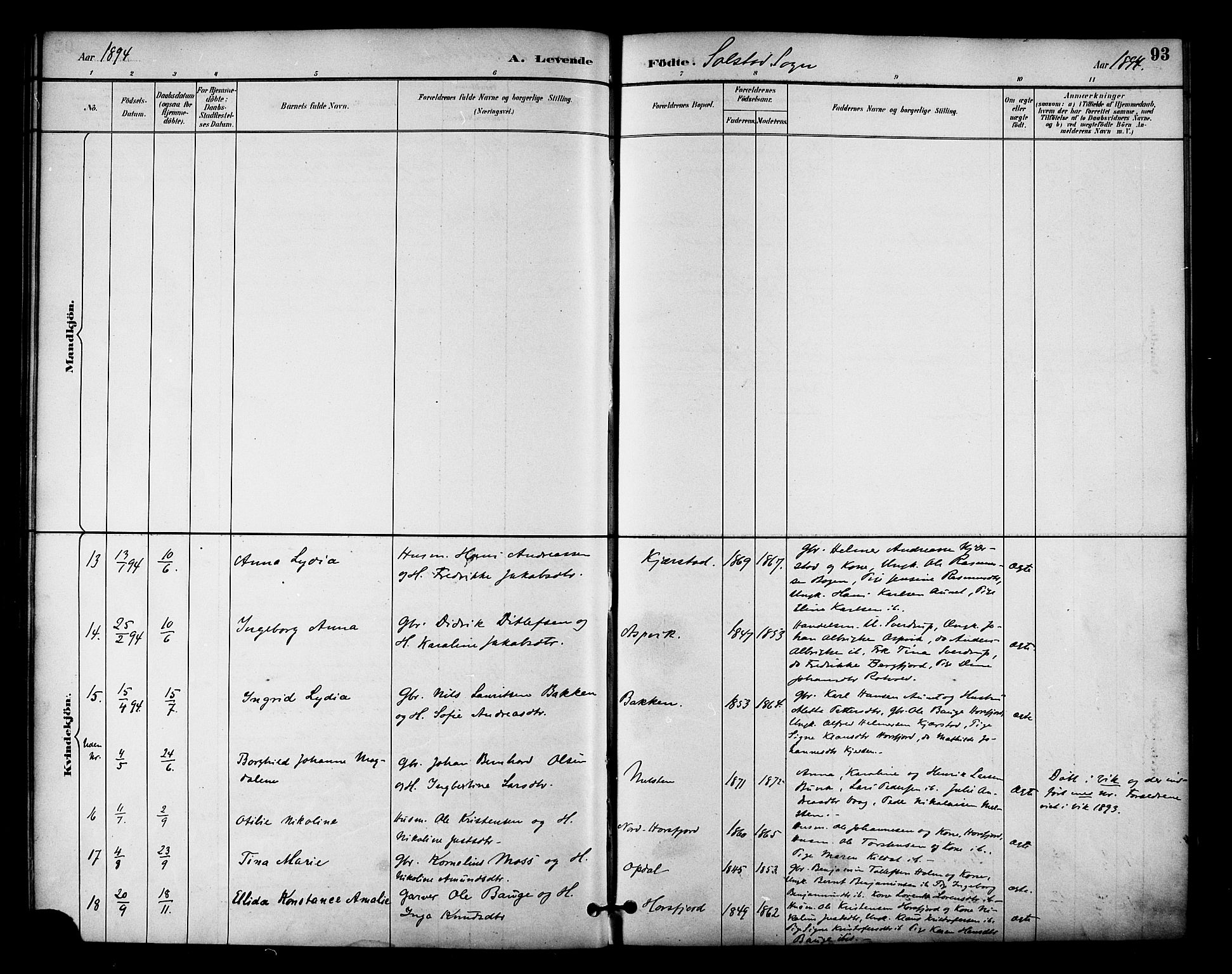 Ministerialprotokoller, klokkerbøker og fødselsregistre - Nordland, AV/SAT-A-1459/810/L0151: Parish register (official) no. 810A10 /2, 1885-1895, p. 93