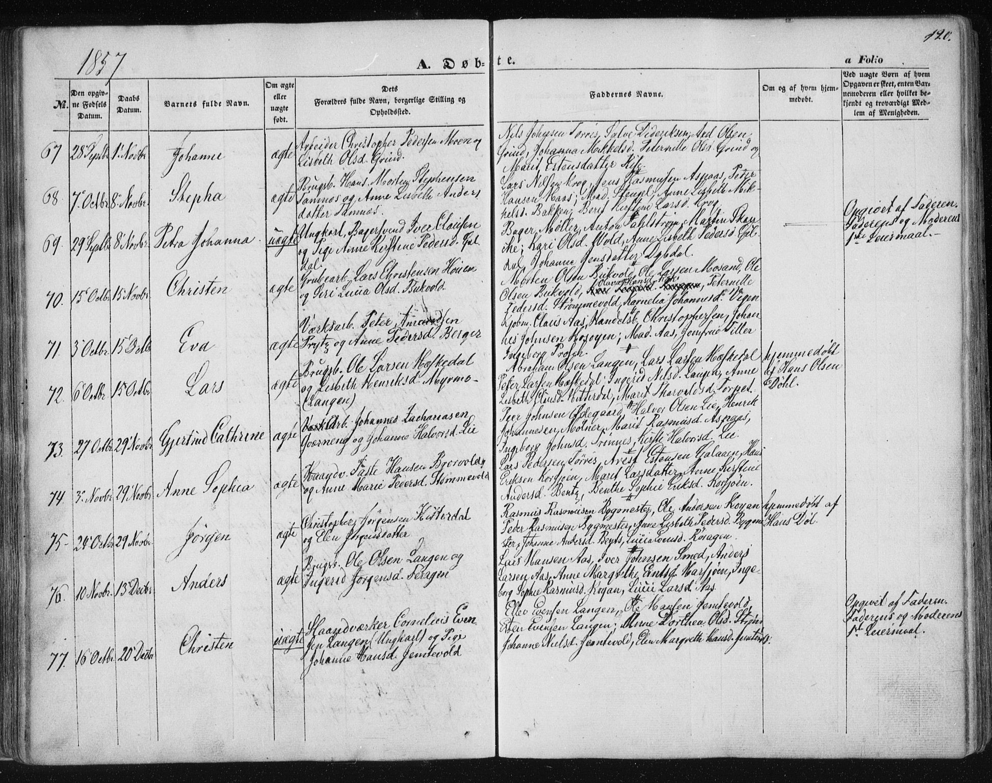 Ministerialprotokoller, klokkerbøker og fødselsregistre - Sør-Trøndelag, SAT/A-1456/681/L0931: Parish register (official) no. 681A09, 1845-1859, p. 120