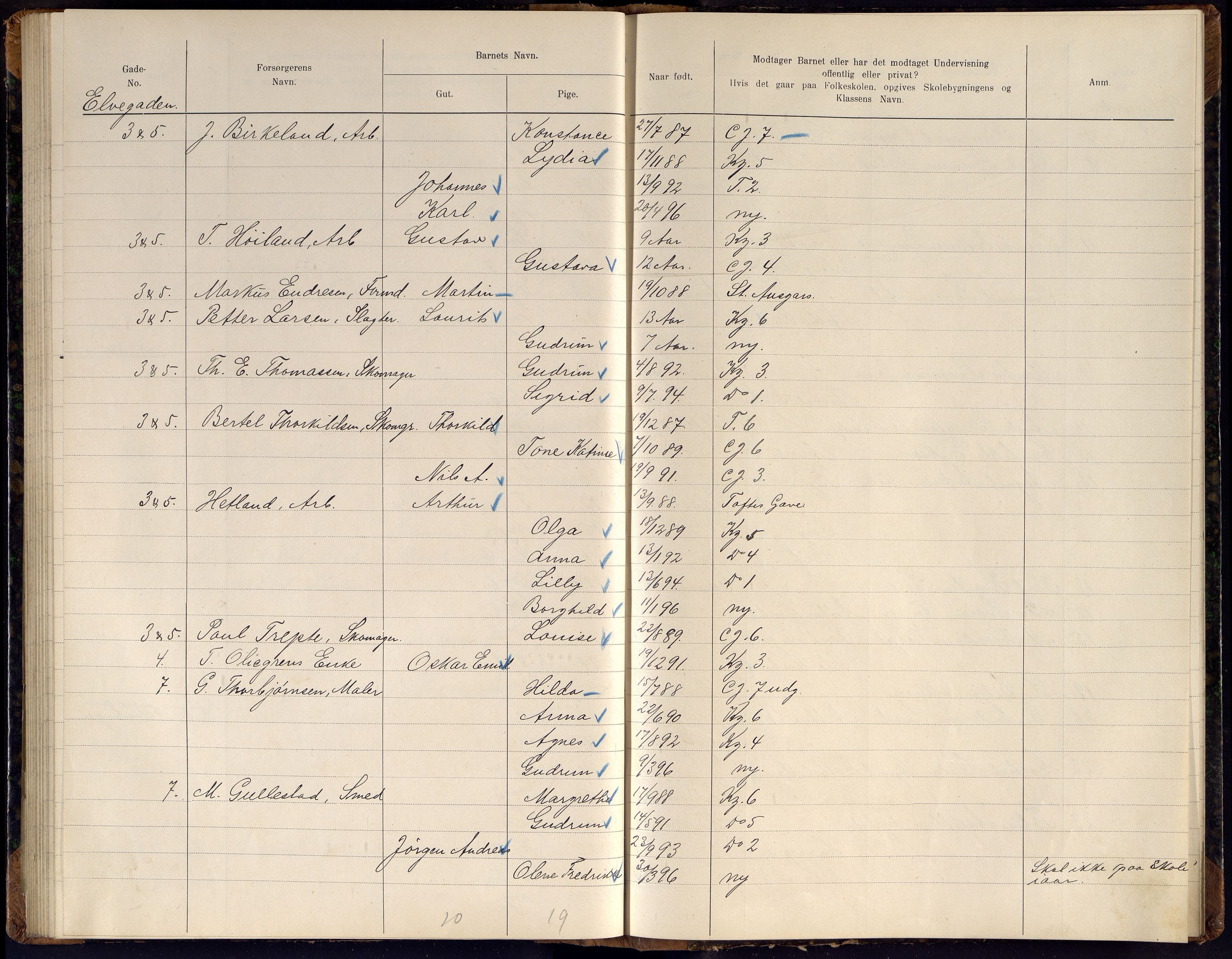 Kristiansand By - Skolekommisjonen/ -Styret, ARKSOR/1001KG510/J/Jb/L0011: Barnetelling, 1902, p. 163-164