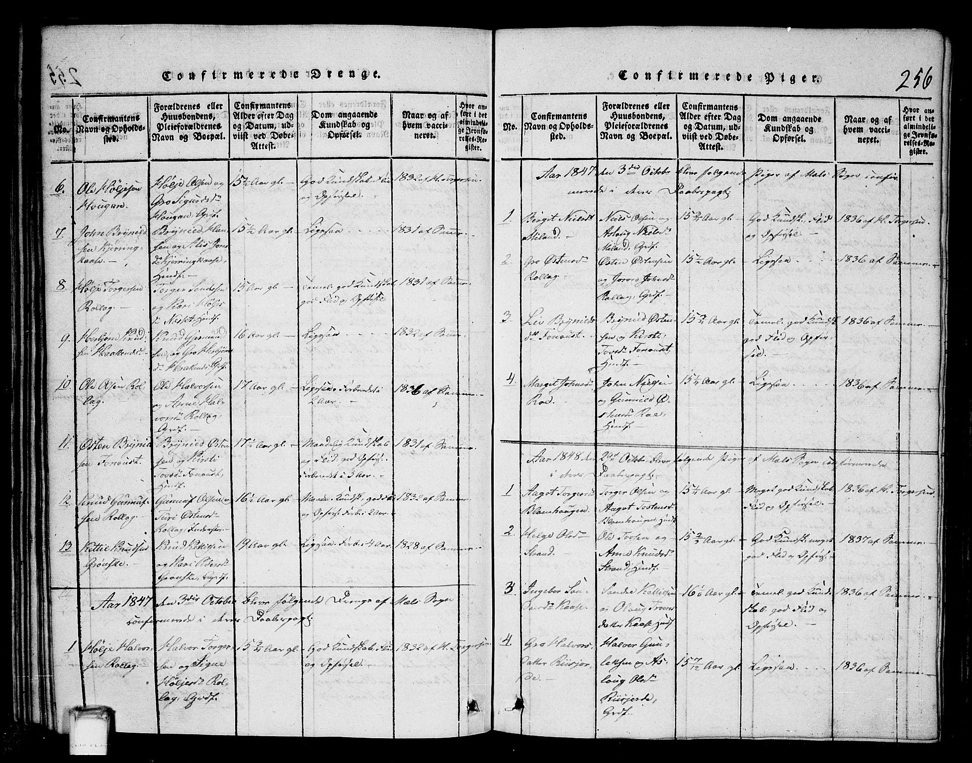 Tinn kirkebøker, SAKO/A-308/G/Gb/L0001: Parish register (copy) no. II 1 /1, 1815-1850, p. 256