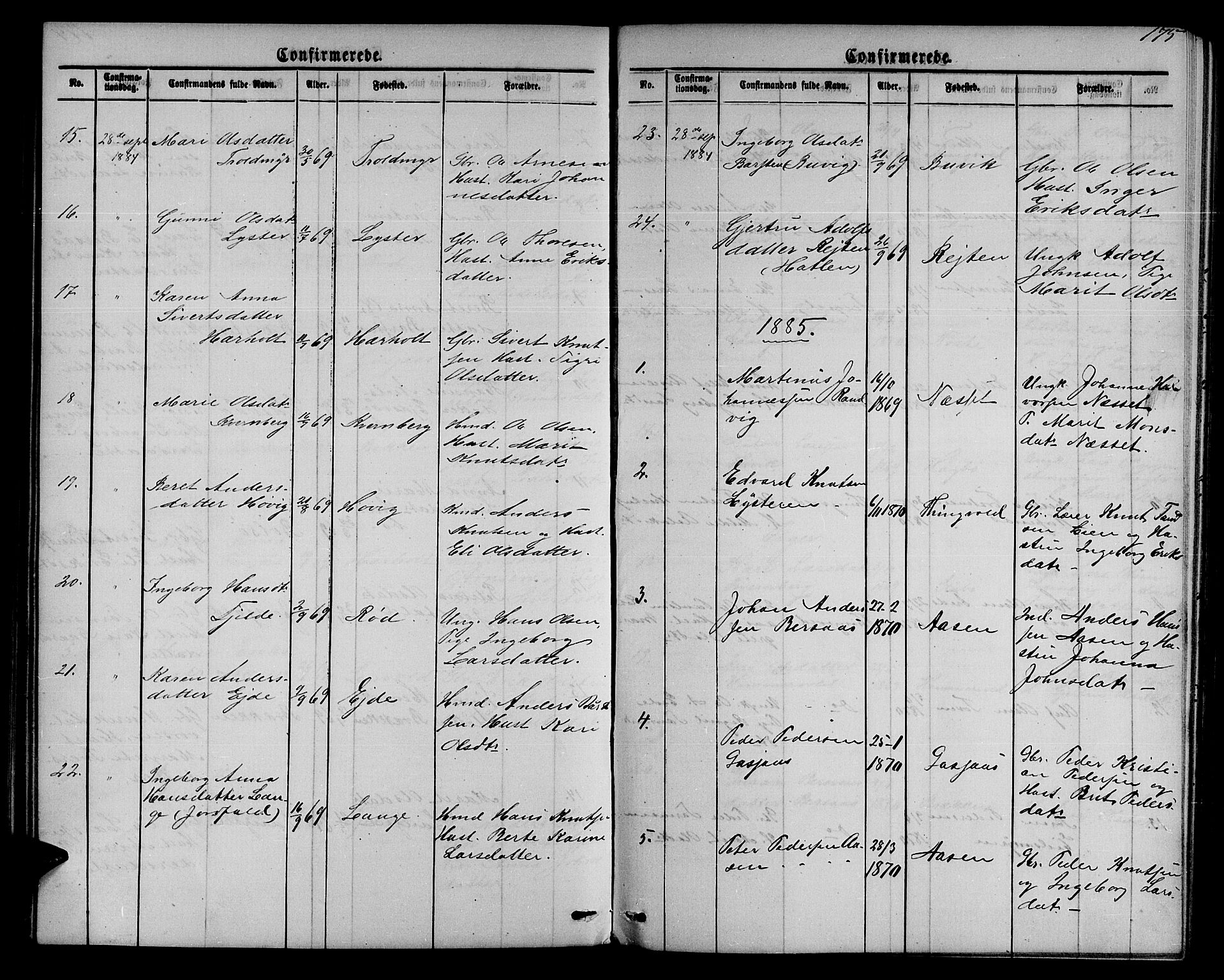 Ministerialprotokoller, klokkerbøker og fødselsregistre - Møre og Romsdal, SAT/A-1454/551/L0630: Parish register (copy) no. 551C02, 1867-1885, p. 175