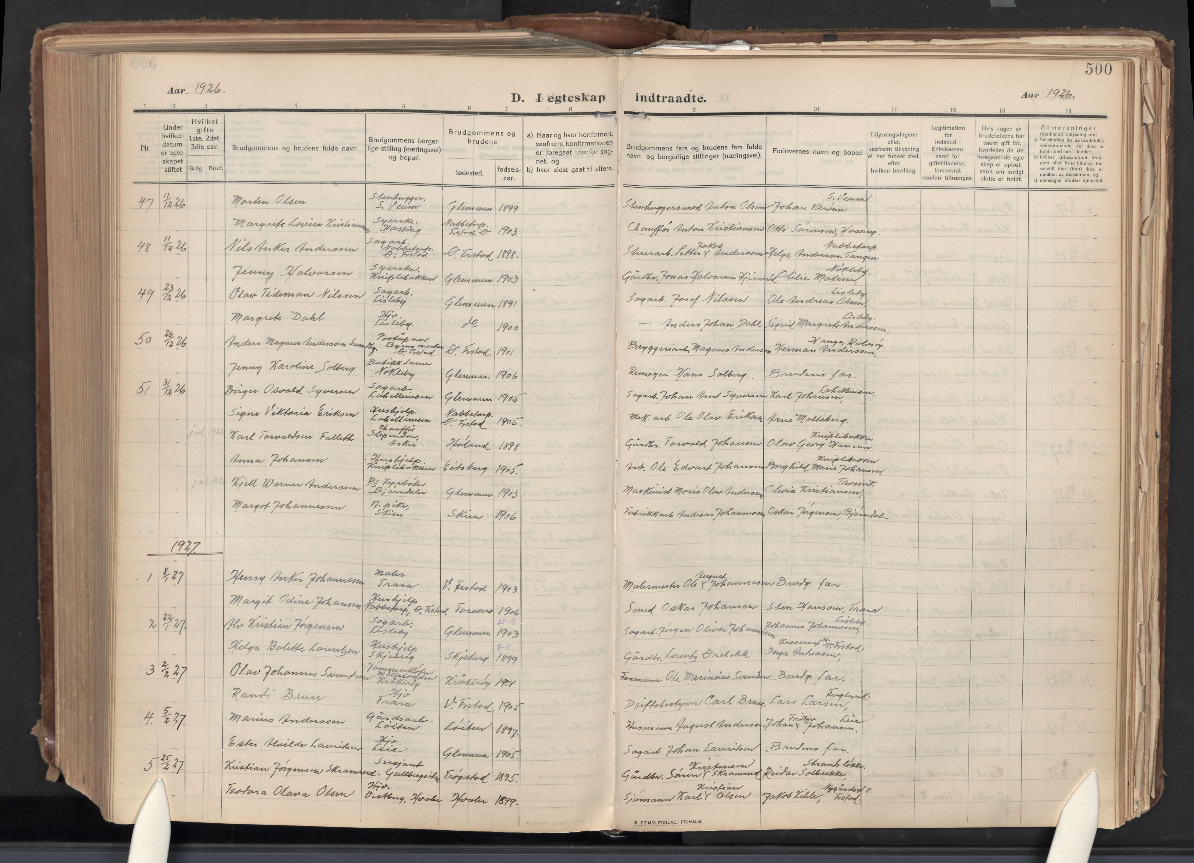 Glemmen prestekontor Kirkebøker, SAO/A-10908/G/Ga/L0007: Parish register (copy) no. 7, 1909-1930, p. 500