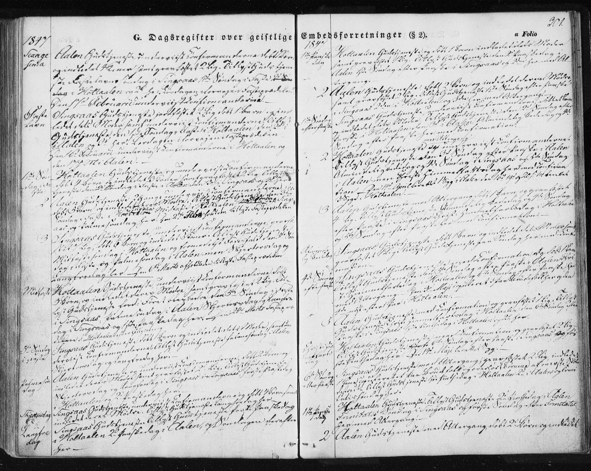 Ministerialprotokoller, klokkerbøker og fødselsregistre - Sør-Trøndelag, SAT/A-1456/685/L0963: Parish register (official) no. 685A06 /1, 1846-1859, p. 301