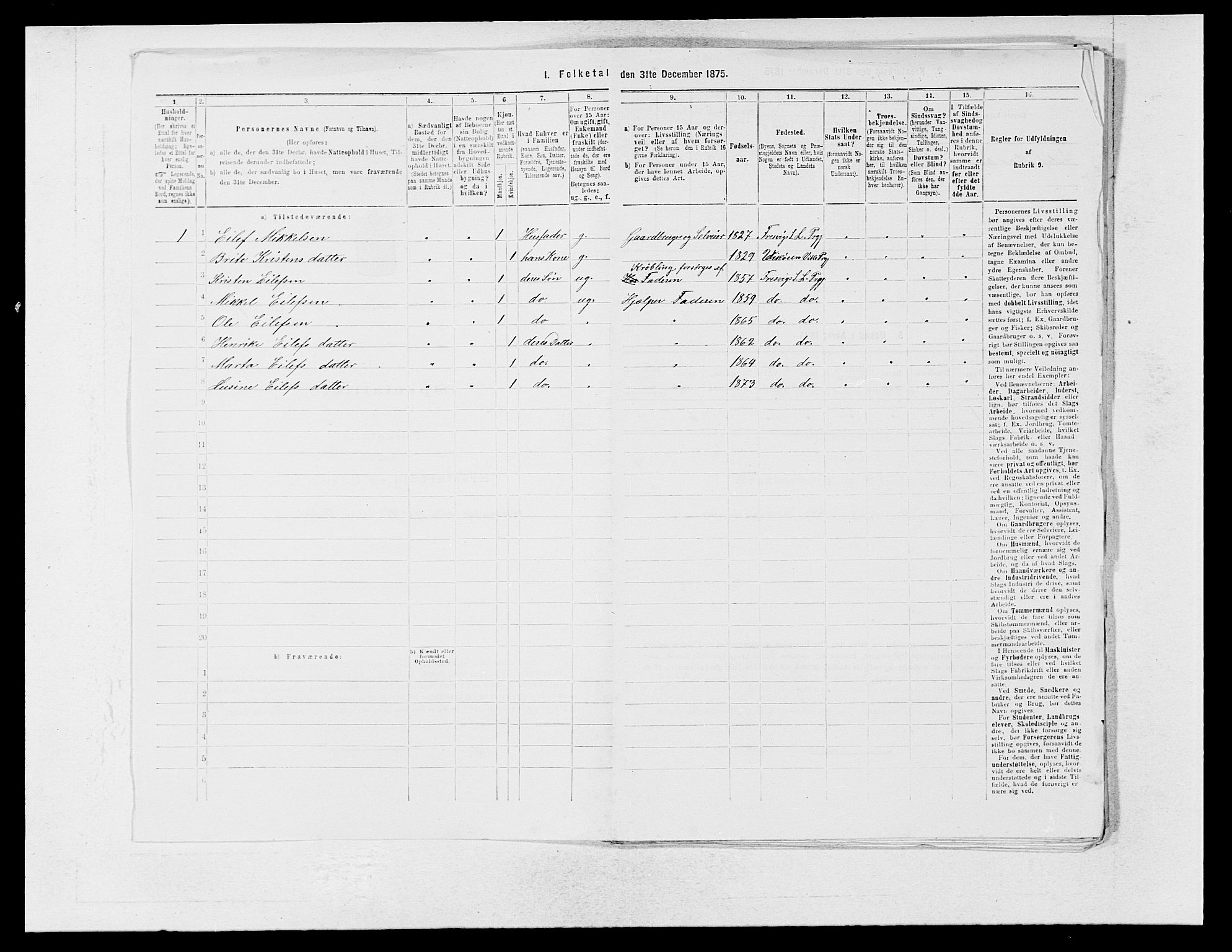 SAB, 1875 census for 1419P Leikanger, 1875, p. 539