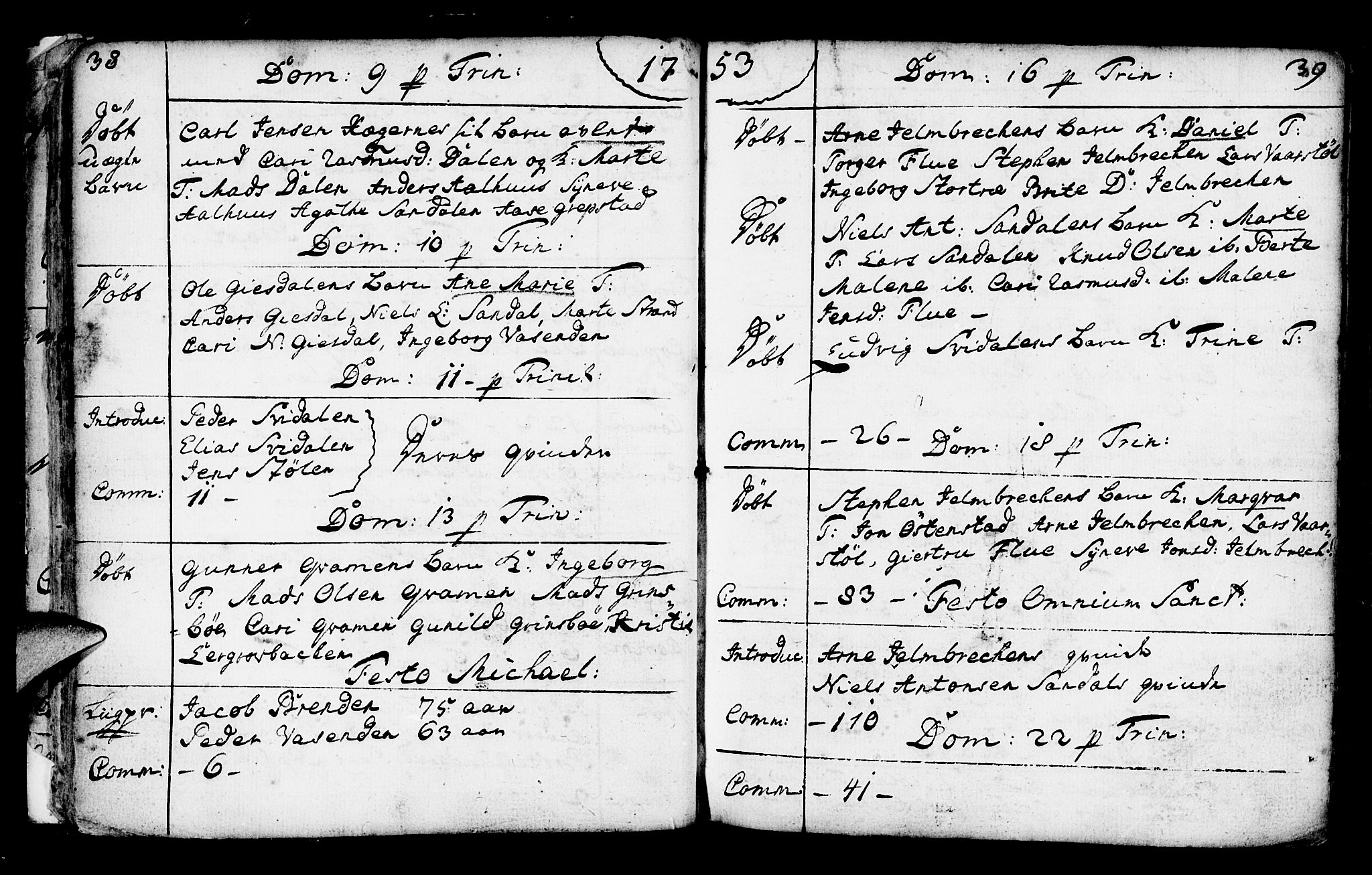Jølster sokneprestembete, SAB/A-80701/H/Haa/Haaa/L0003: Parish register (official) no. A 3, 1748-1789, p. 38-39