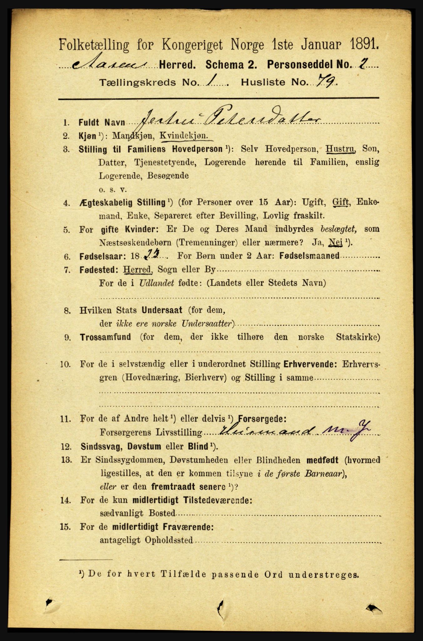 RA, 1891 census for 1716 Åsen, 1891, p. 555