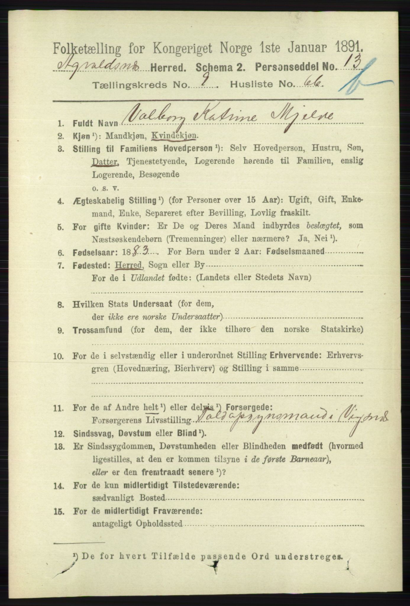 RA, 1891 census for 1147 Avaldsnes, 1891, p. 5749