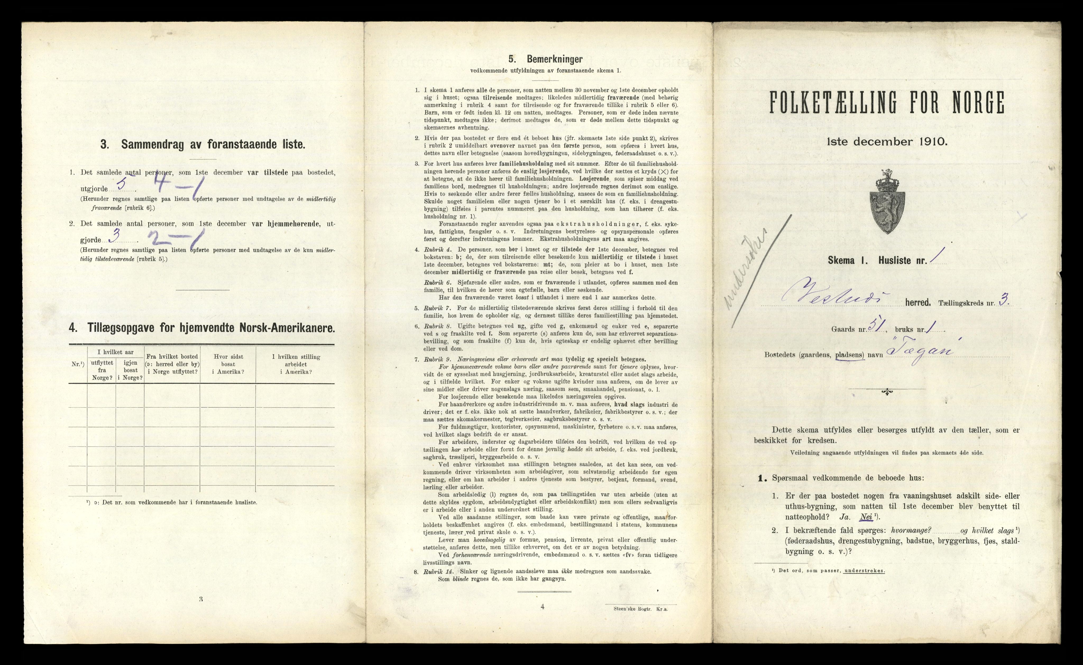 RA, 1910 census for Vestnes, 1910, p. 337