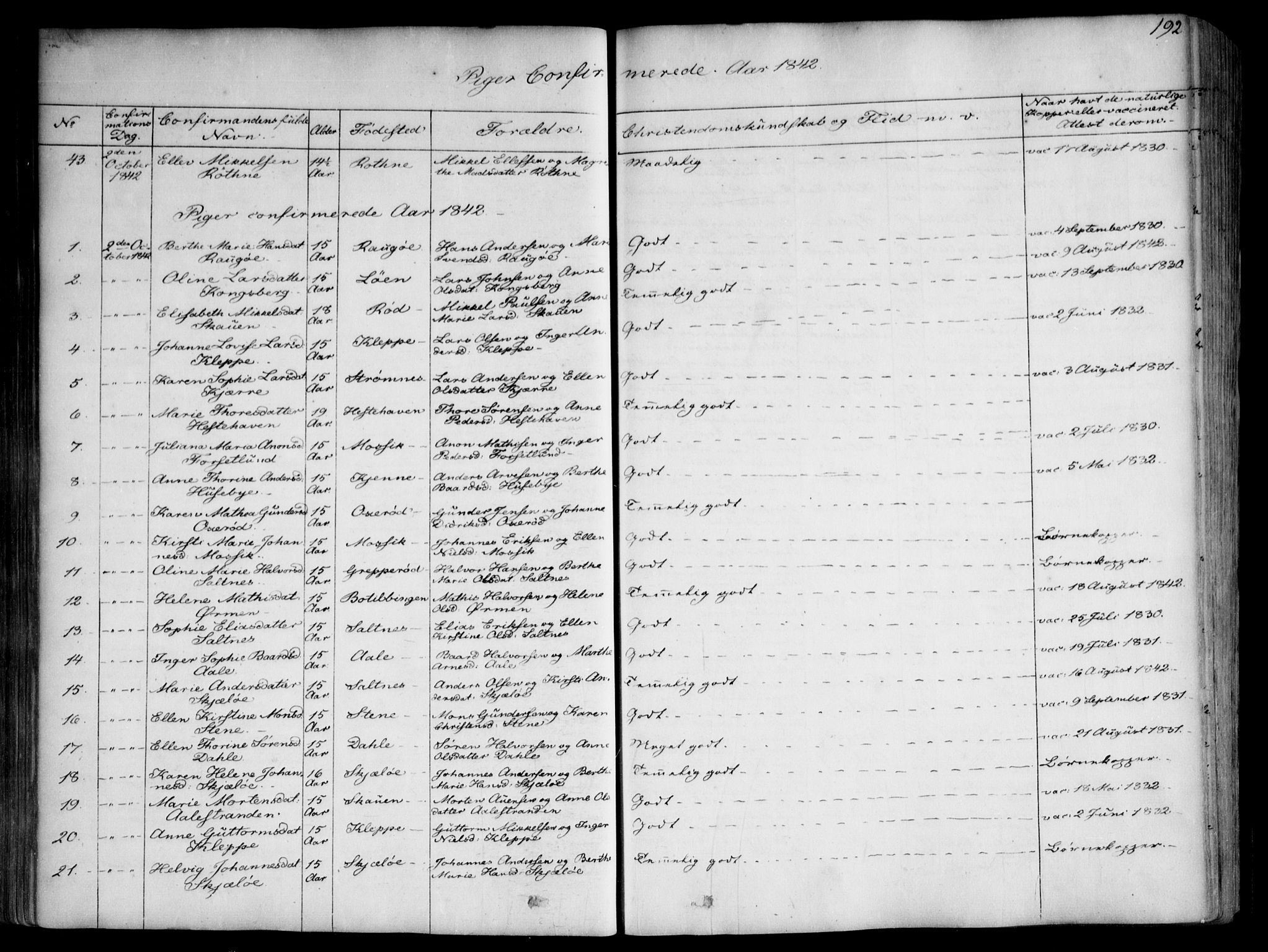 Onsøy prestekontor Kirkebøker, SAO/A-10914/F/Fa/L0003: Parish register (official) no. I 3, 1841-1860, p. 192