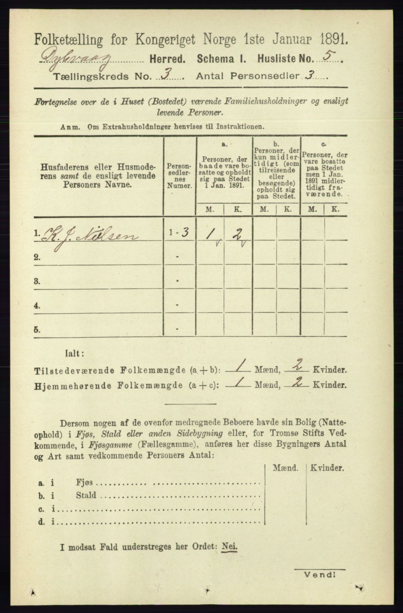 RA, 1891 census for 0915 Dypvåg, 1891, p. 763