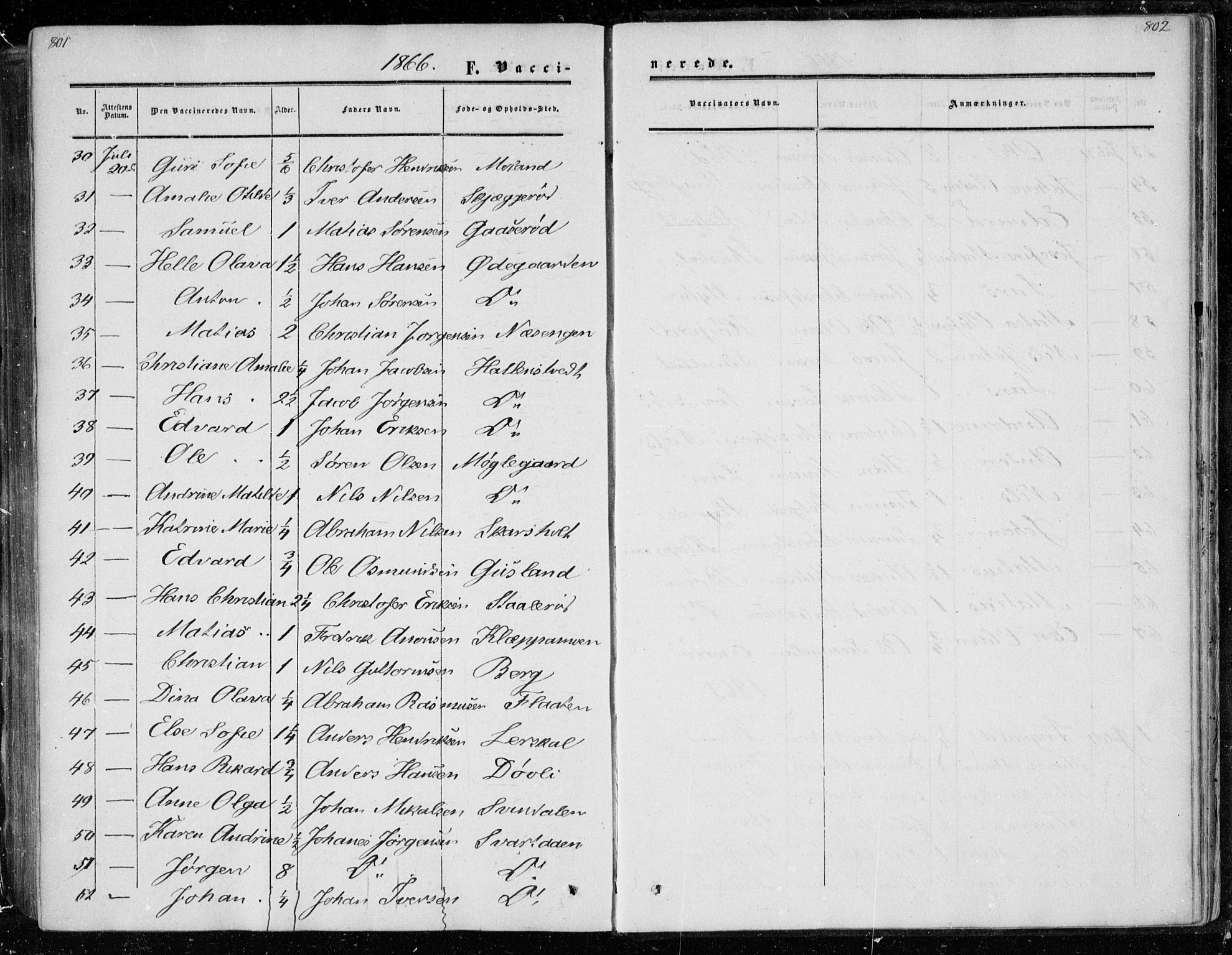 Andebu kirkebøker, AV/SAKO-A-336/F/Fa/L0005: Parish register (official) no. 5, 1857-1870, p. 801-802