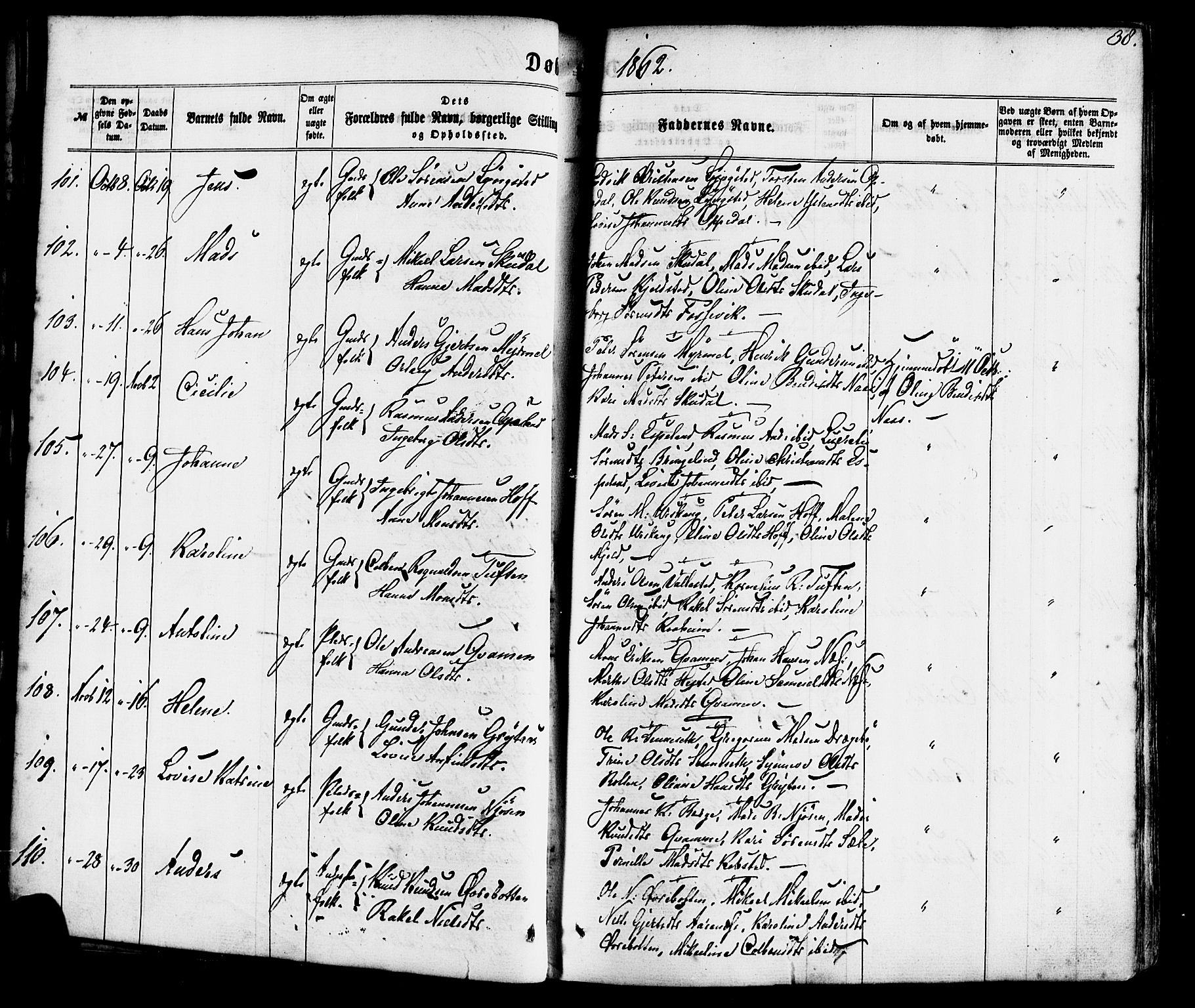 Gaular sokneprestembete, SAB/A-80001/H/Haa: Parish register (official) no. A 5, 1860-1881, p. 38