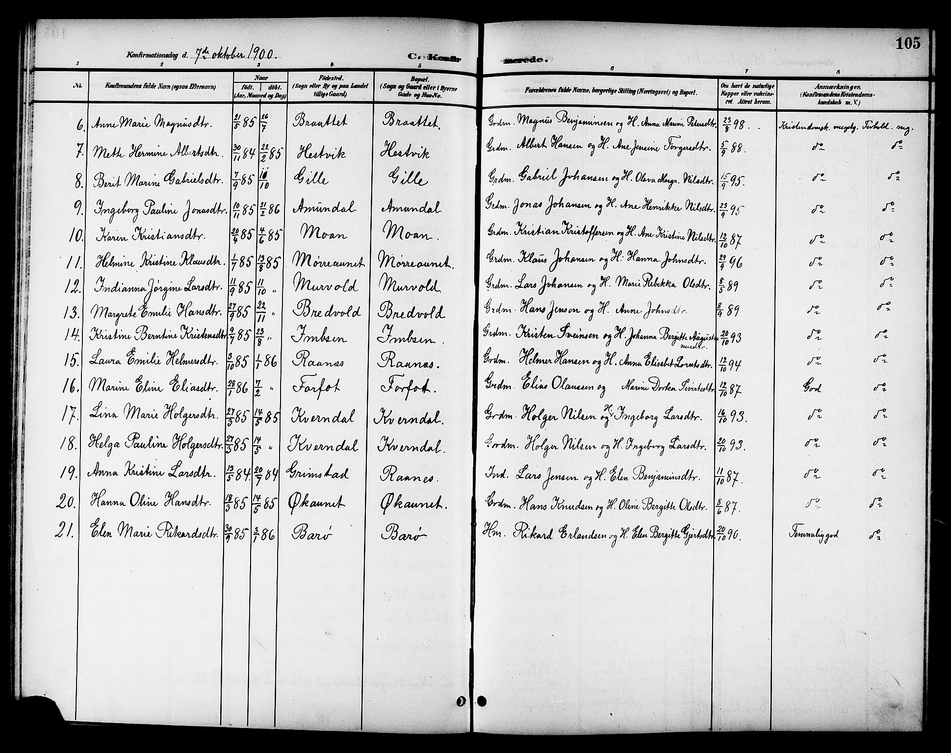 Ministerialprotokoller, klokkerbøker og fødselsregistre - Sør-Trøndelag, SAT/A-1456/655/L0688: Parish register (copy) no. 655C04, 1899-1922, p. 105