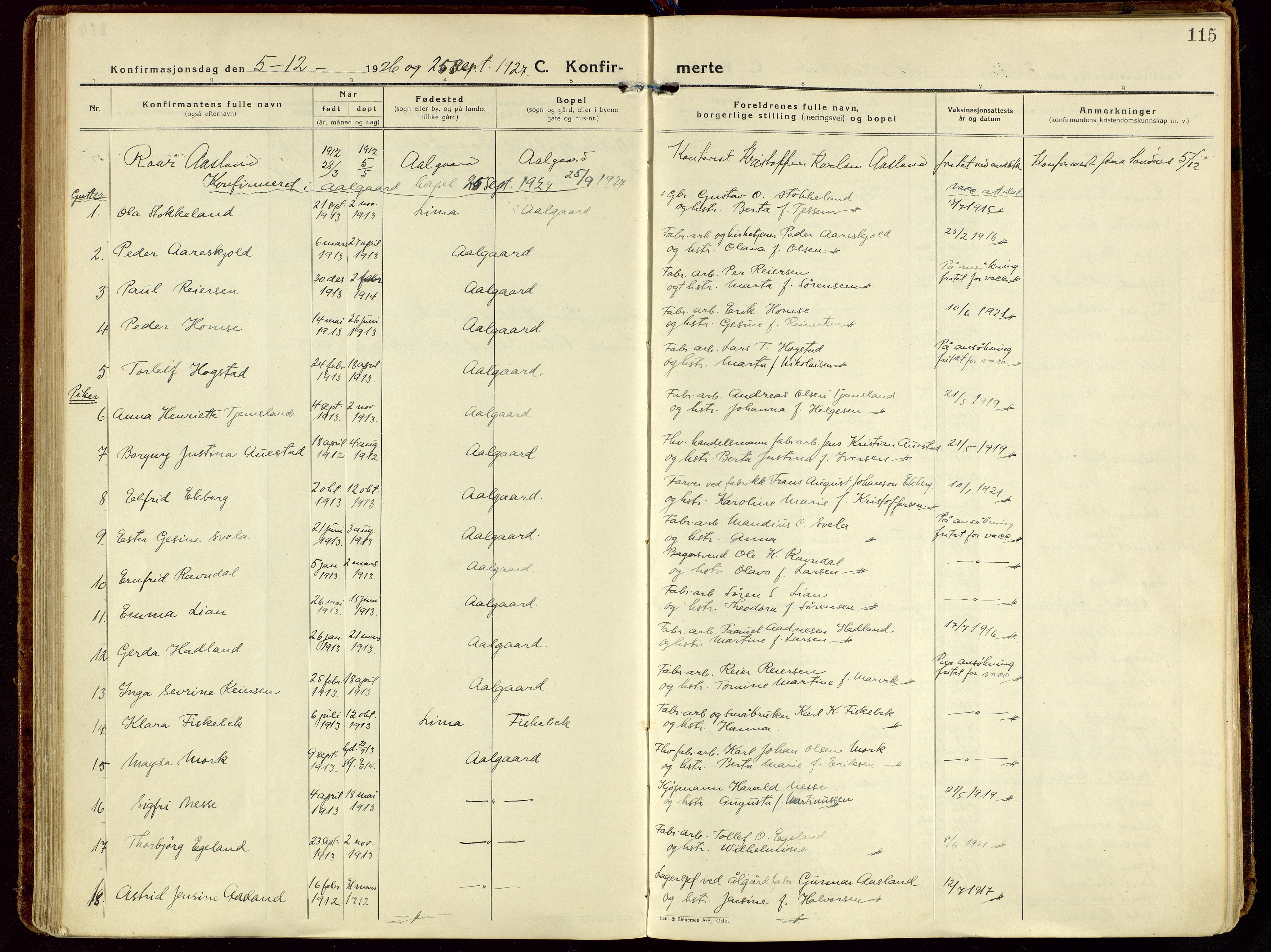 Gjesdal sokneprestkontor, SAST/A-101796/003/O/L0001: Parish register (official) no. A 1, 1925-1949, p. 115