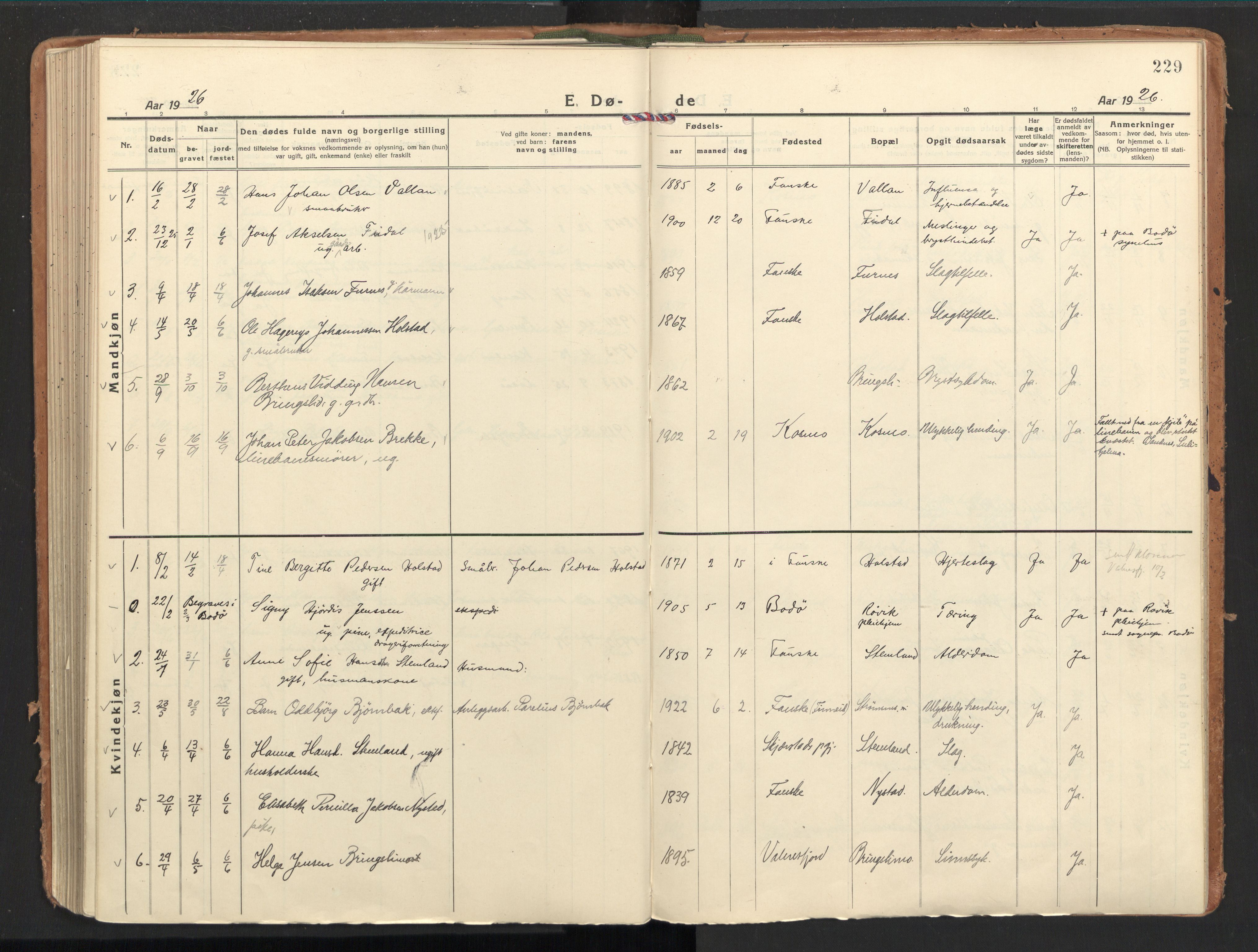 Ministerialprotokoller, klokkerbøker og fødselsregistre - Nordland, AV/SAT-A-1459/851/L0725: Parish register (official) no. 851A02, 1922-1944, p. 229
