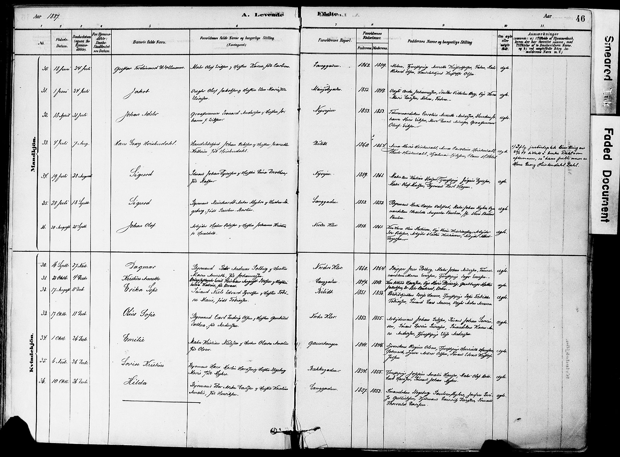 Holmestrand kirkebøker, AV/SAKO-A-346/F/Fa/L0004: Parish register (official) no. 4, 1880-1901, p. 46