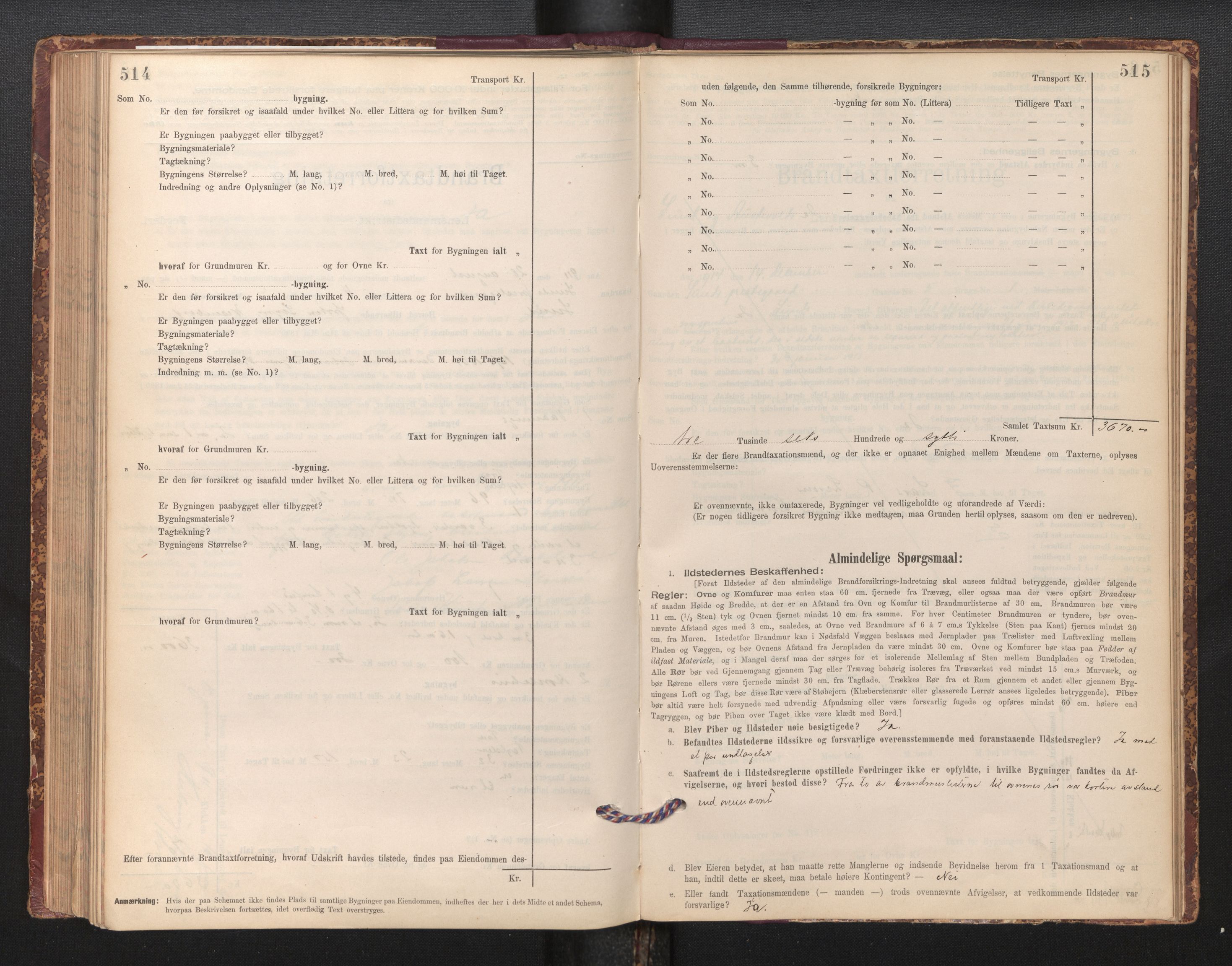 Lensmannen i Sund og Austevoll, AV/SAB-A-35201/0012/L0003: Branntakstprotokoll, skjematakst, 1894-1917, p. 514-515