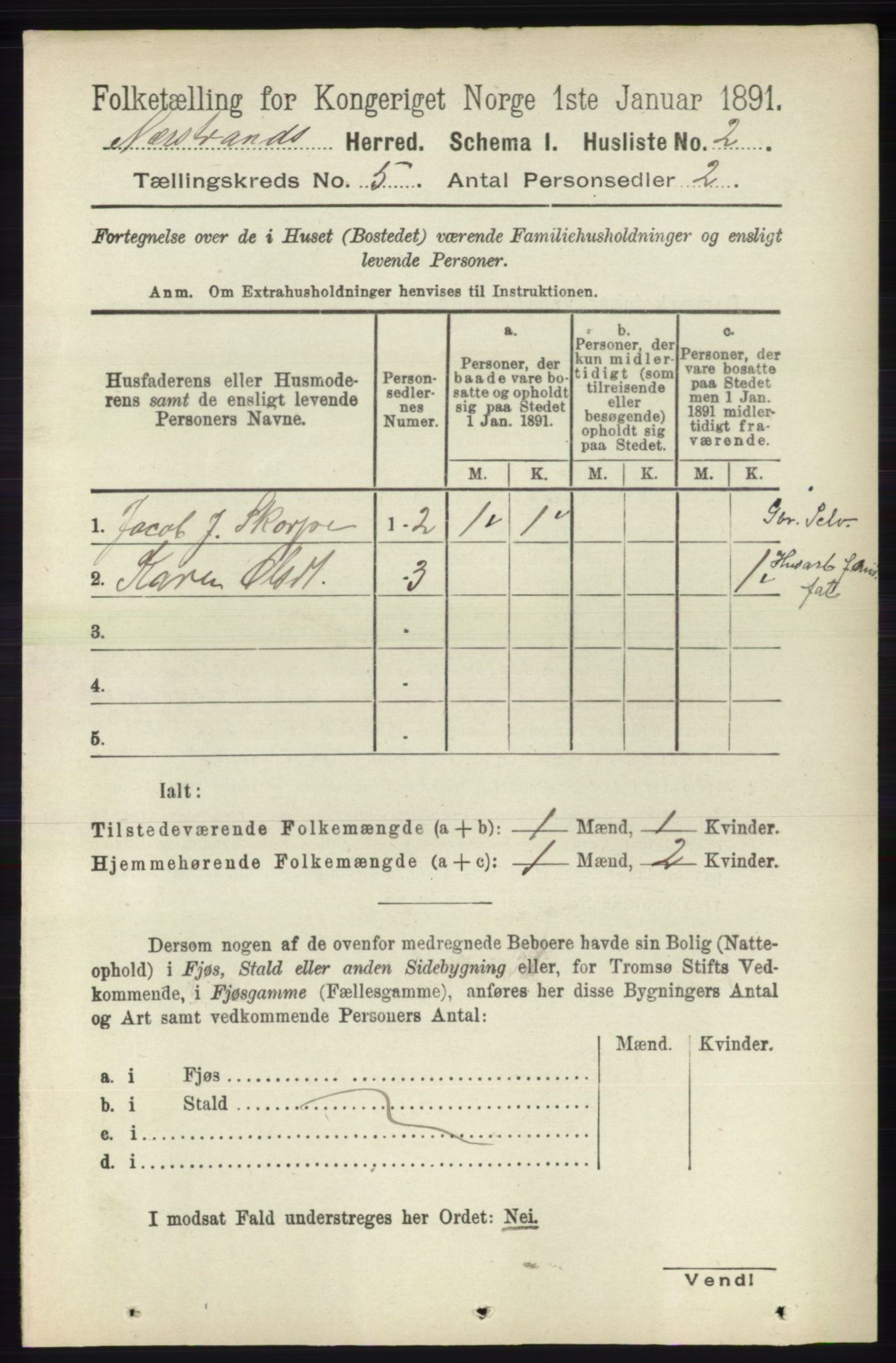 RA, 1891 census for 1139 Nedstrand, 1891, p. 765