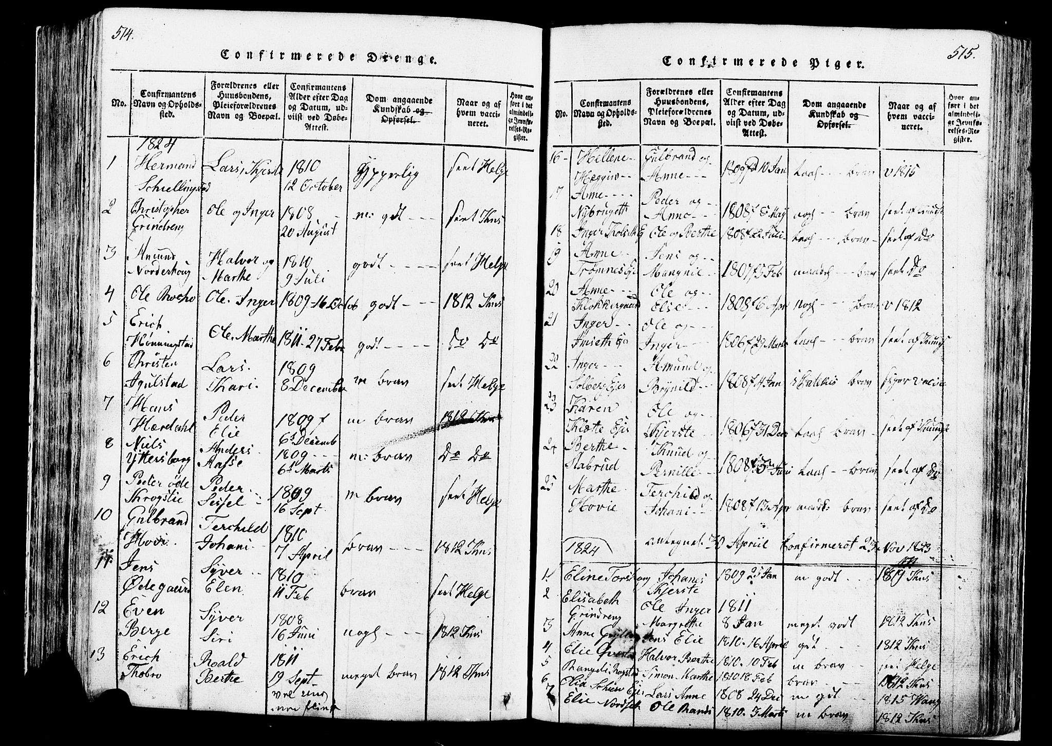 Løten prestekontor, SAH/PREST-022/K/Ka/L0005: Parish register (official) no. 5, 1814-1832, p. 514-515