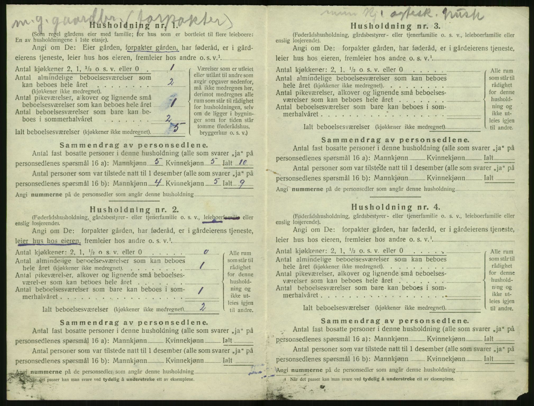 SAT, 1920 census for Sunnylven, 1920, p. 415