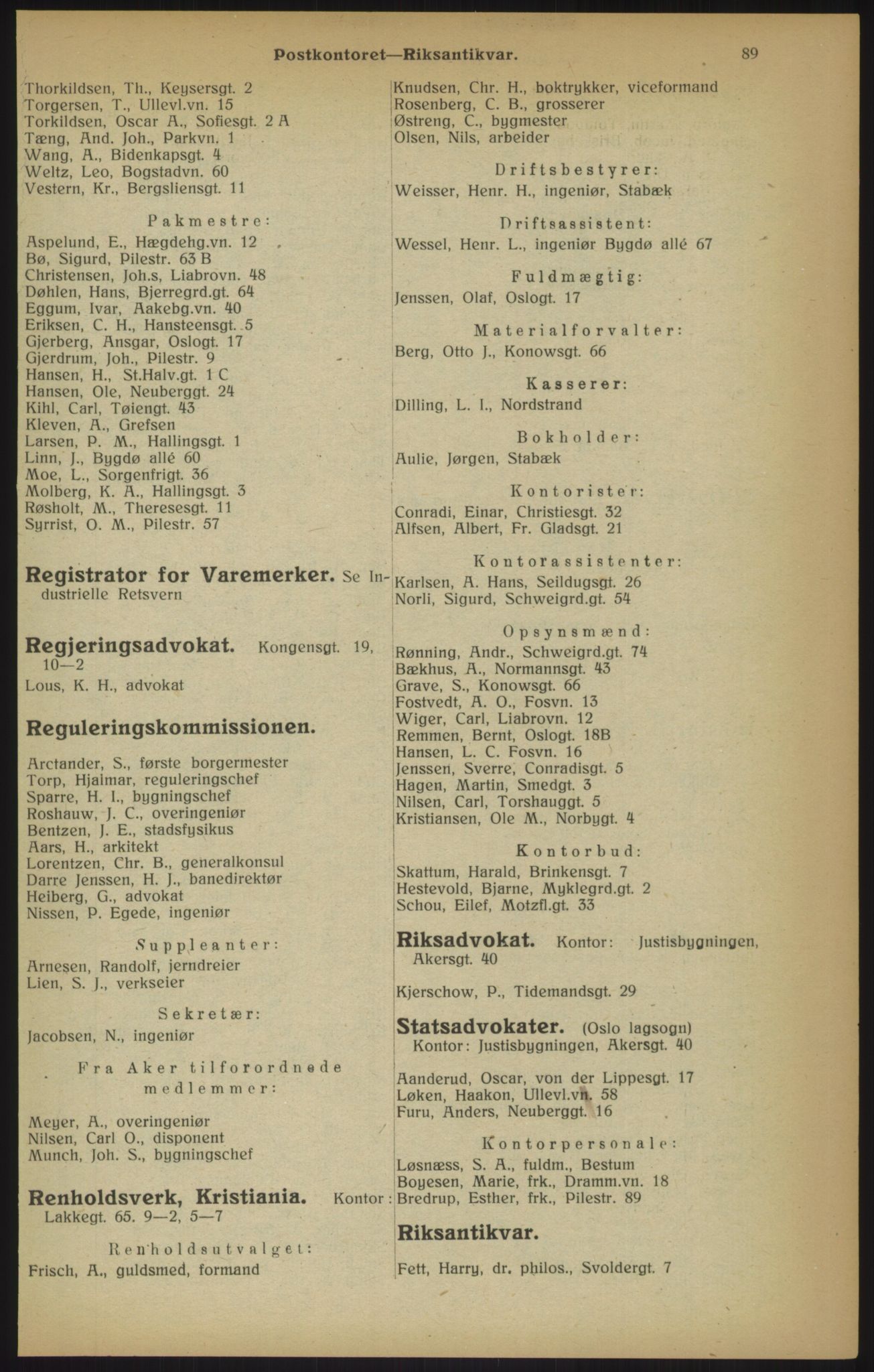 Kristiania/Oslo adressebok, PUBL/-, 1915, p. 89