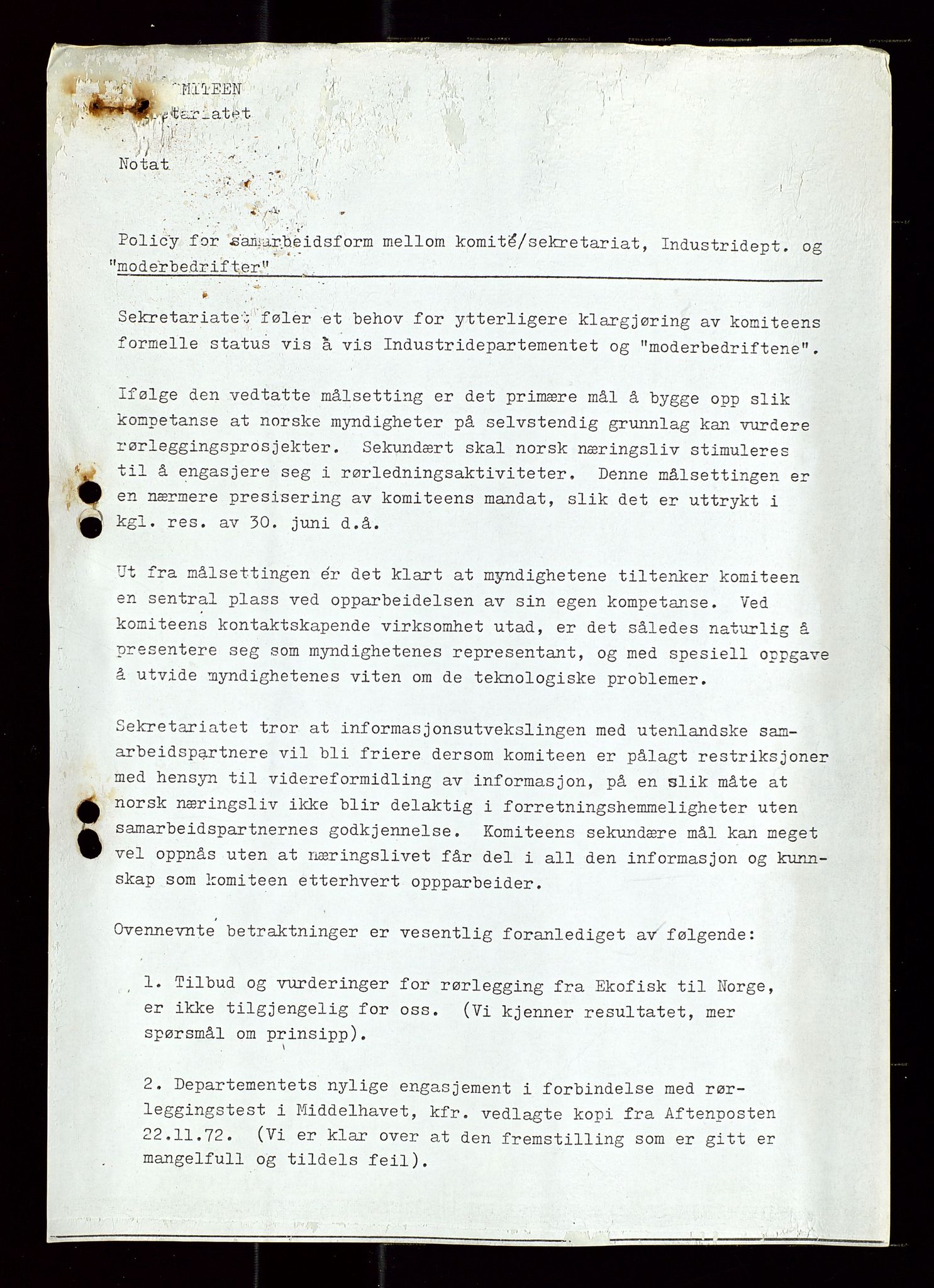 Industridepartementet, Oljekontoret, AV/SAST-A-101348/Di/L0003: DWP, møtereferater, 1972-1974, p. 10