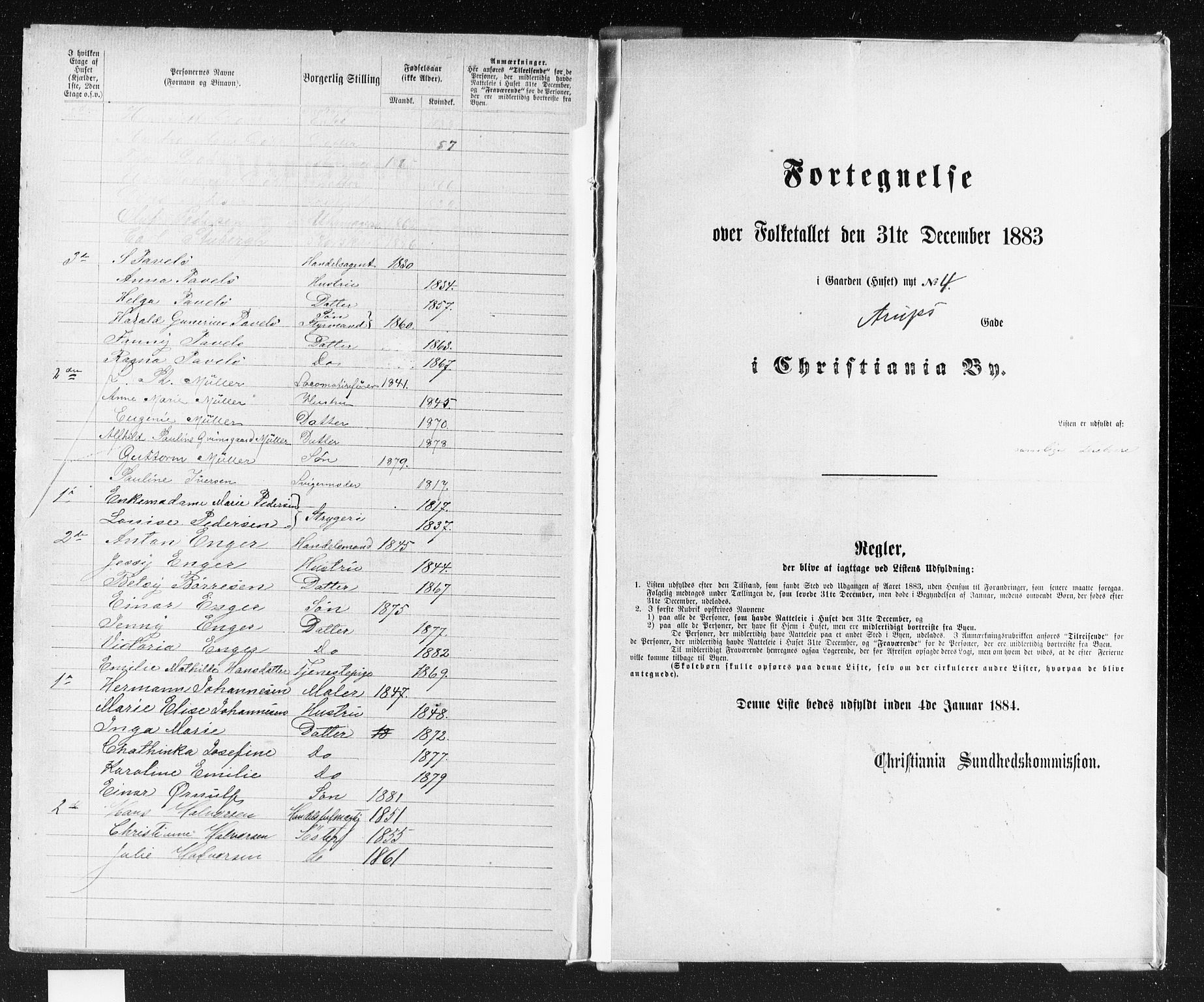 OBA, Municipal Census 1883 for Kristiania, 1883, p. 252