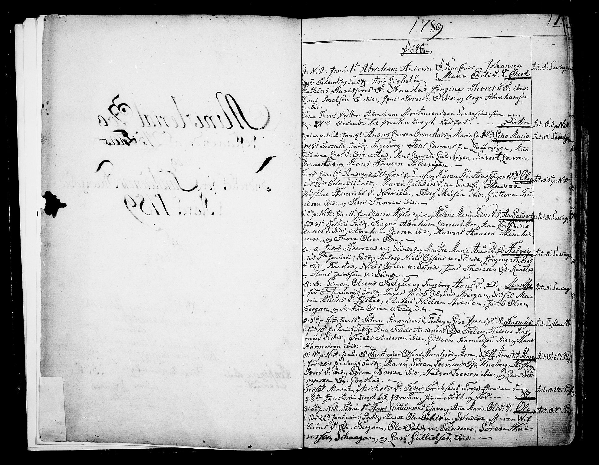 Sandar kirkebøker, SAKO/A-243/F/Fa/L0003: Parish register (official) no. 3, 1789-1814, p. 1