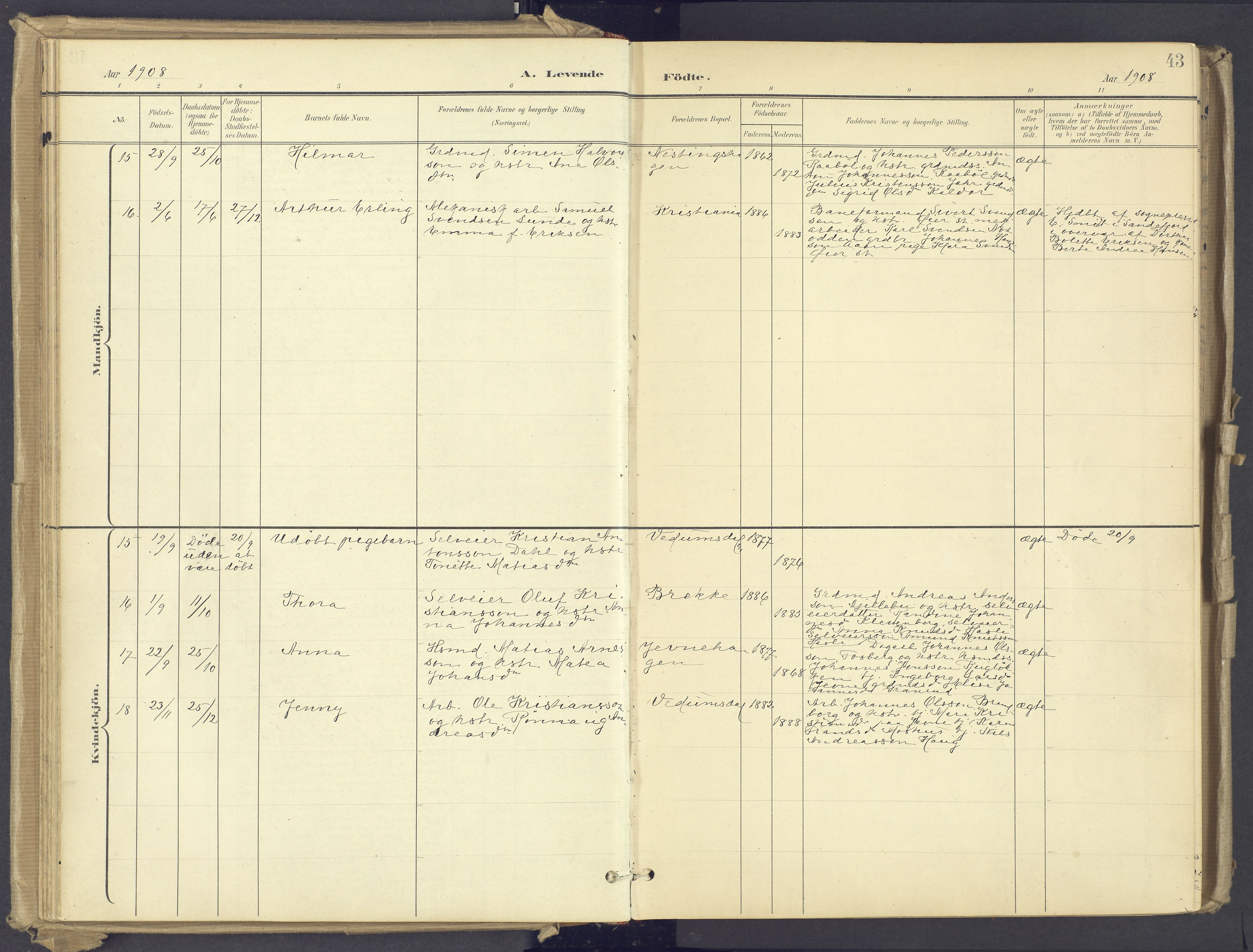 Øyer prestekontor, SAH/PREST-084/H/Ha/Haa/L0012: Parish register (official) no. 12, 1897-1920, p. 43