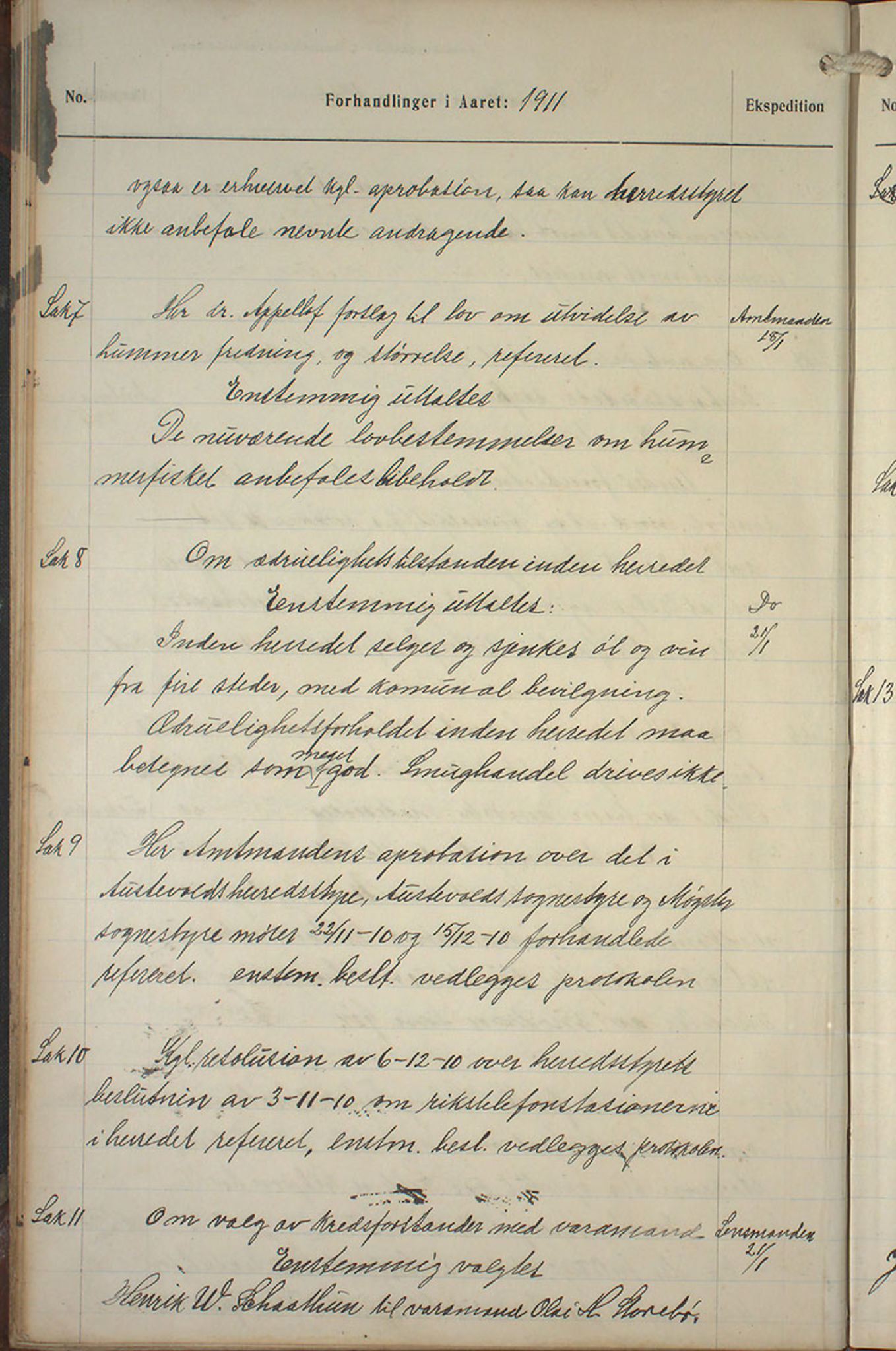 Austevoll kommune. Formannskapet, IKAH/1244-021/A/Aa/L0002b: Møtebok for heradstyret, 1910-1919, p. 30