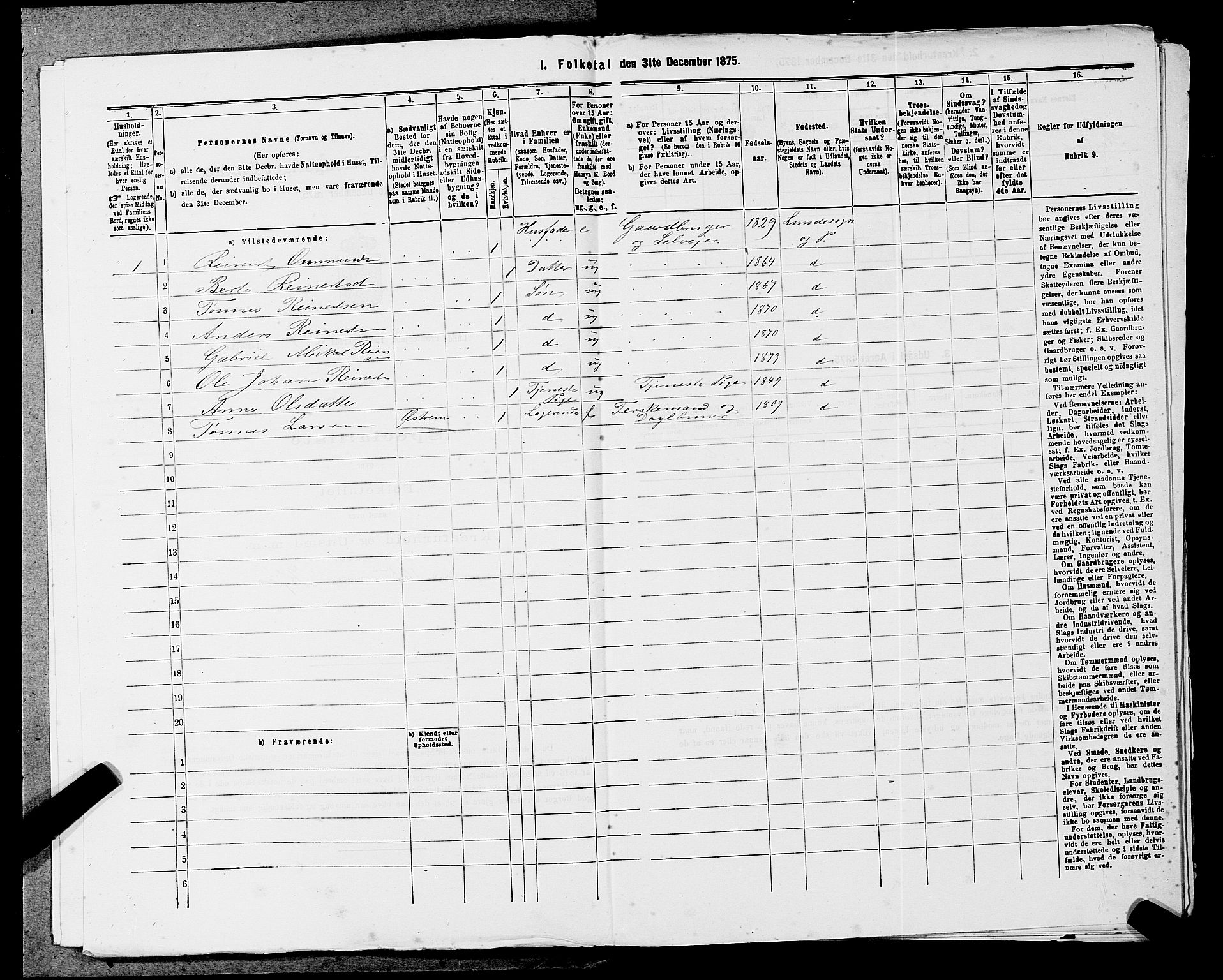 SAST, 1875 census for 1112P Lund, 1875, p. 452